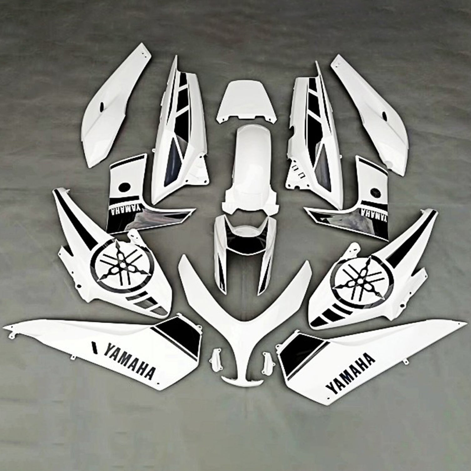 Amotopart 2019-2021 Yamaha TMAX560 Fairing White with Black Accents Kit