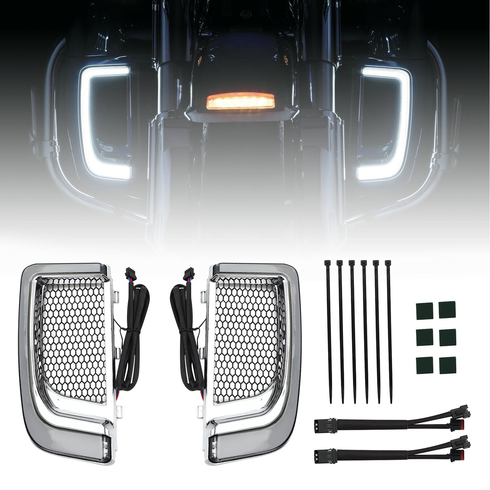 Electra FLH/T Road Glide Silver Tracer LED Lower Fairing Lower Grills Lights