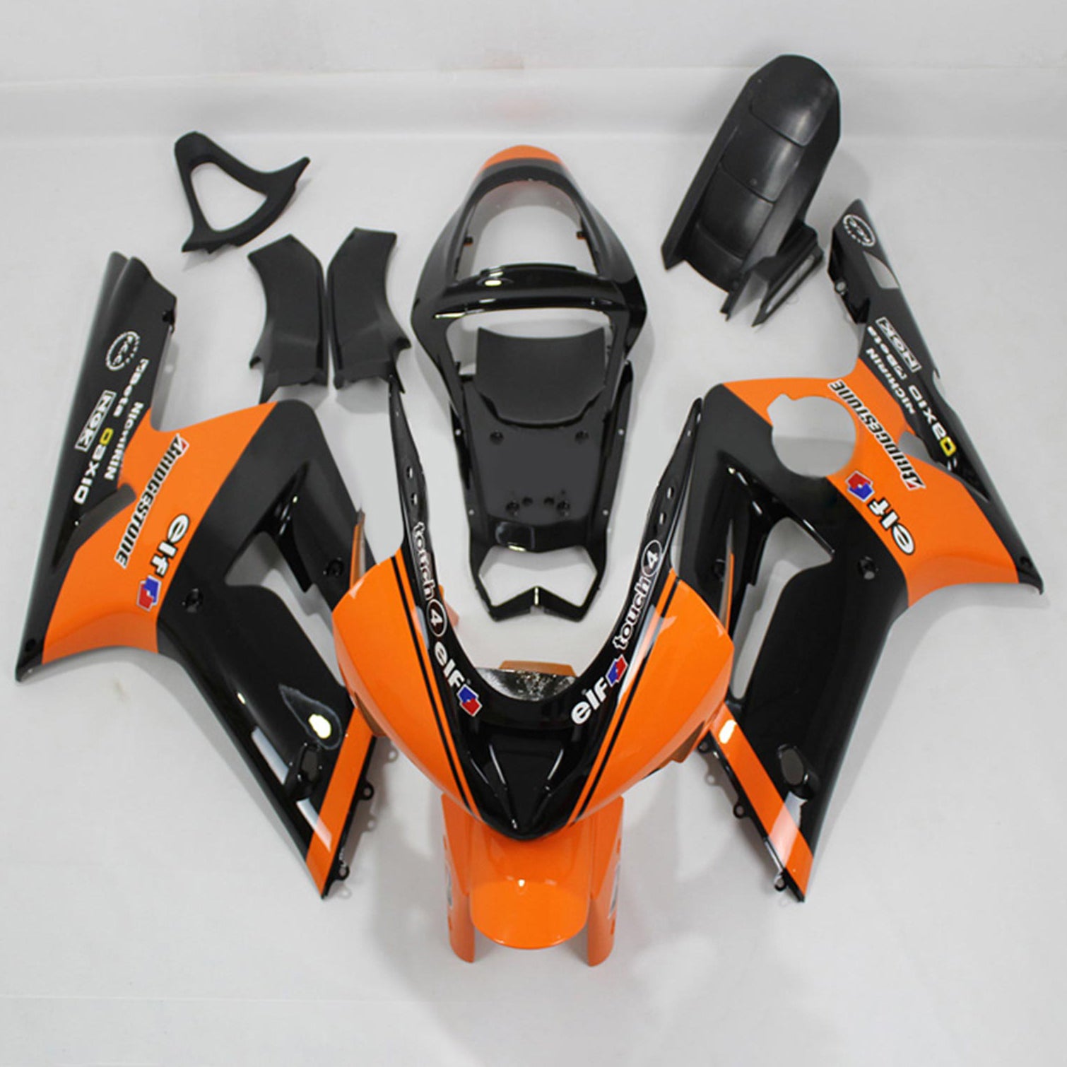 Amotopart 2003-2004 ZX6R 636 Kawasaki Orange & Black Fairing Kit