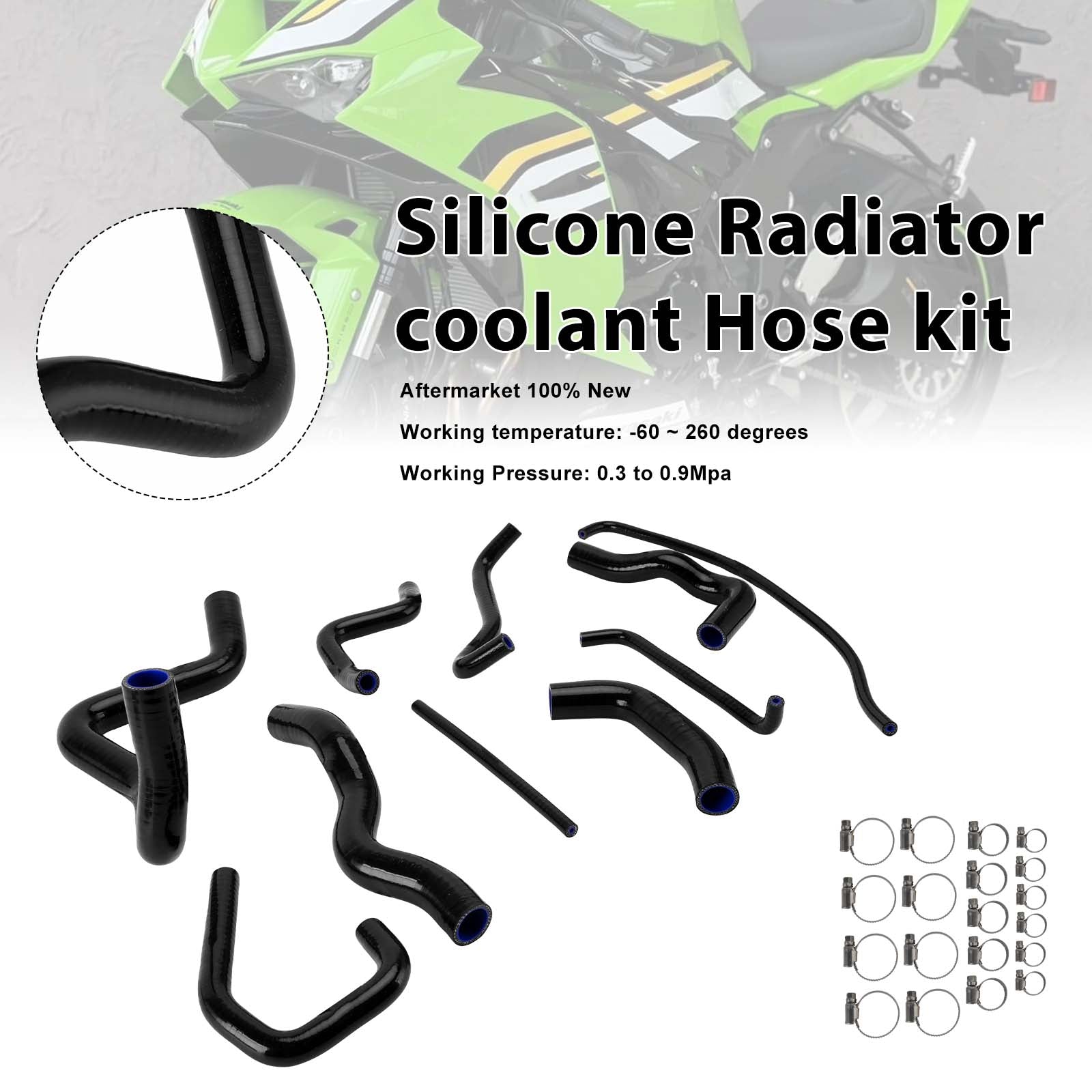 09-26 Kit de mangueira de refrigeração do radiador de silicone Kawasaki Ninja 636 ZX-6R