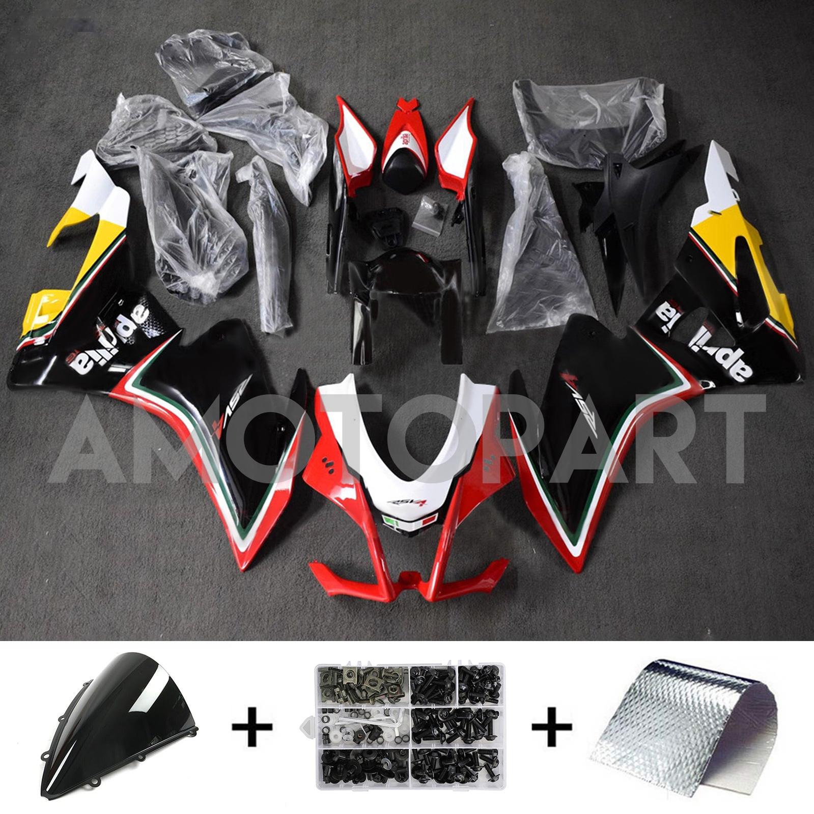 Amotopart 2016-2020 Aprilia RSV4 1000 Kit de carénage jaune noir rouge blanc rouge