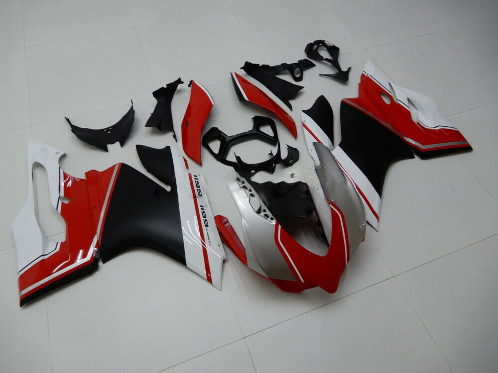 Amotopart 2012-2015 Ducati 899 Silver White Red Black Fairing Kit