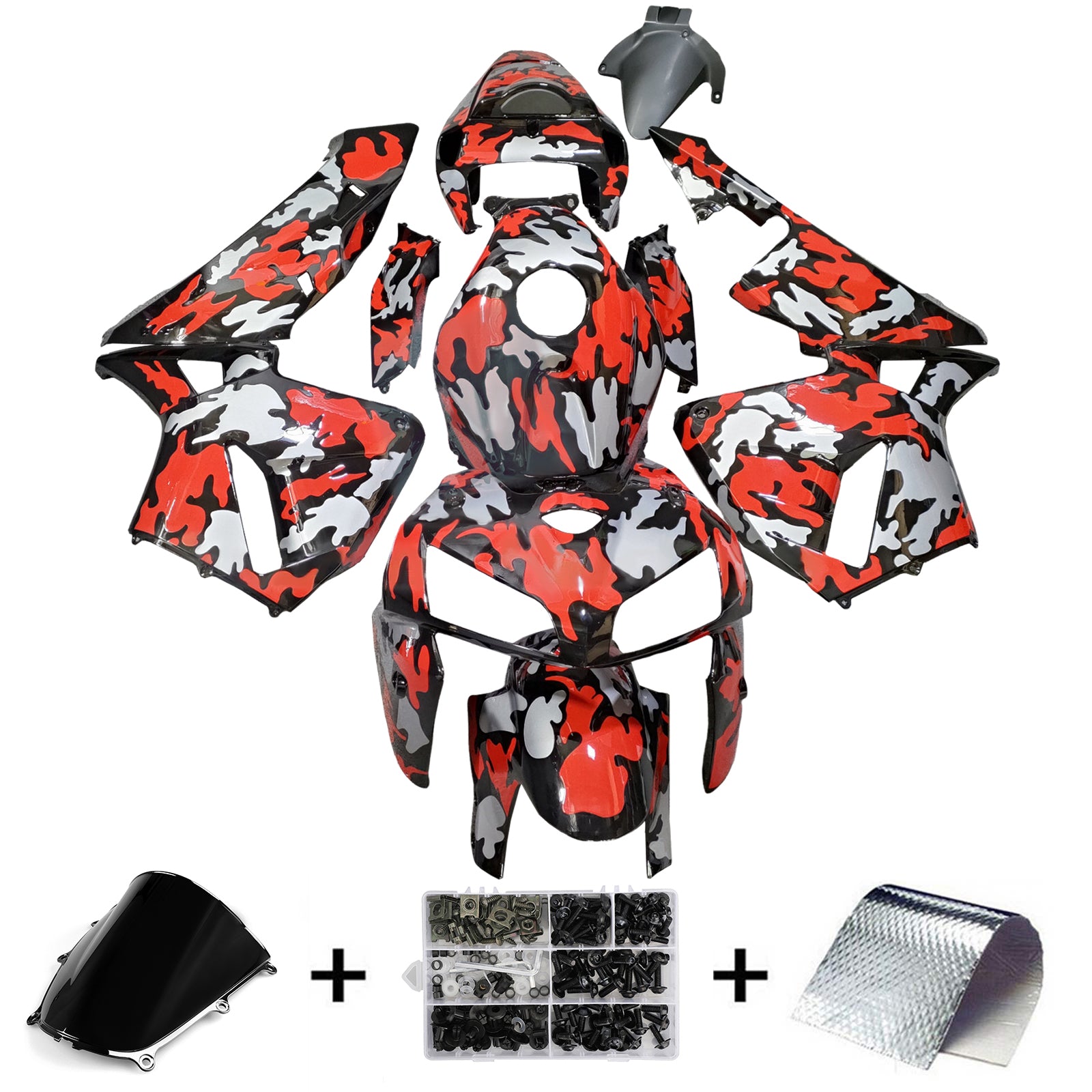 Amotopart 2005-2006 Honda CBR600RR Kit de carénage gris rouge noir