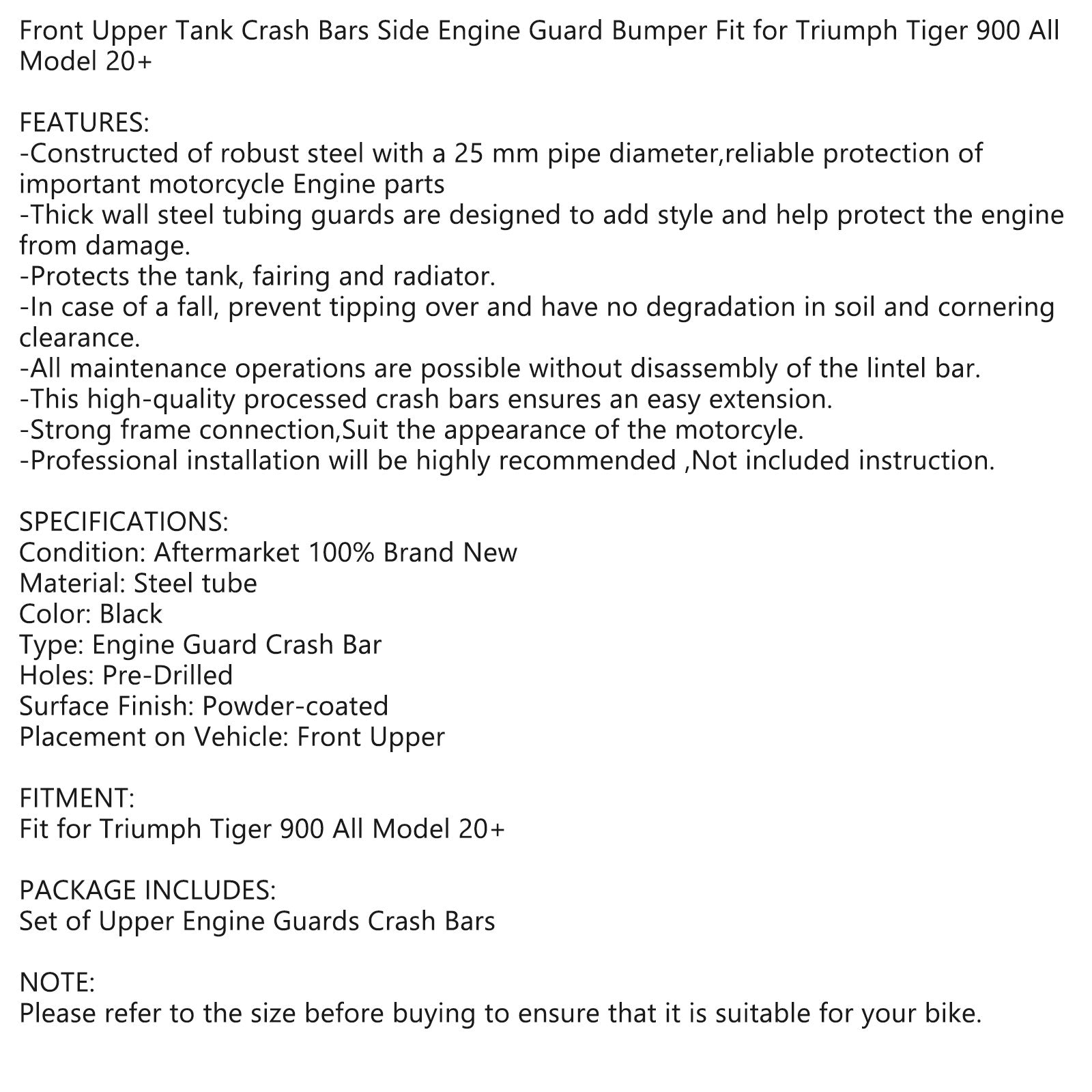 20-21 TR Tiger 900 All Model Lower Crash Bars Engine Guards