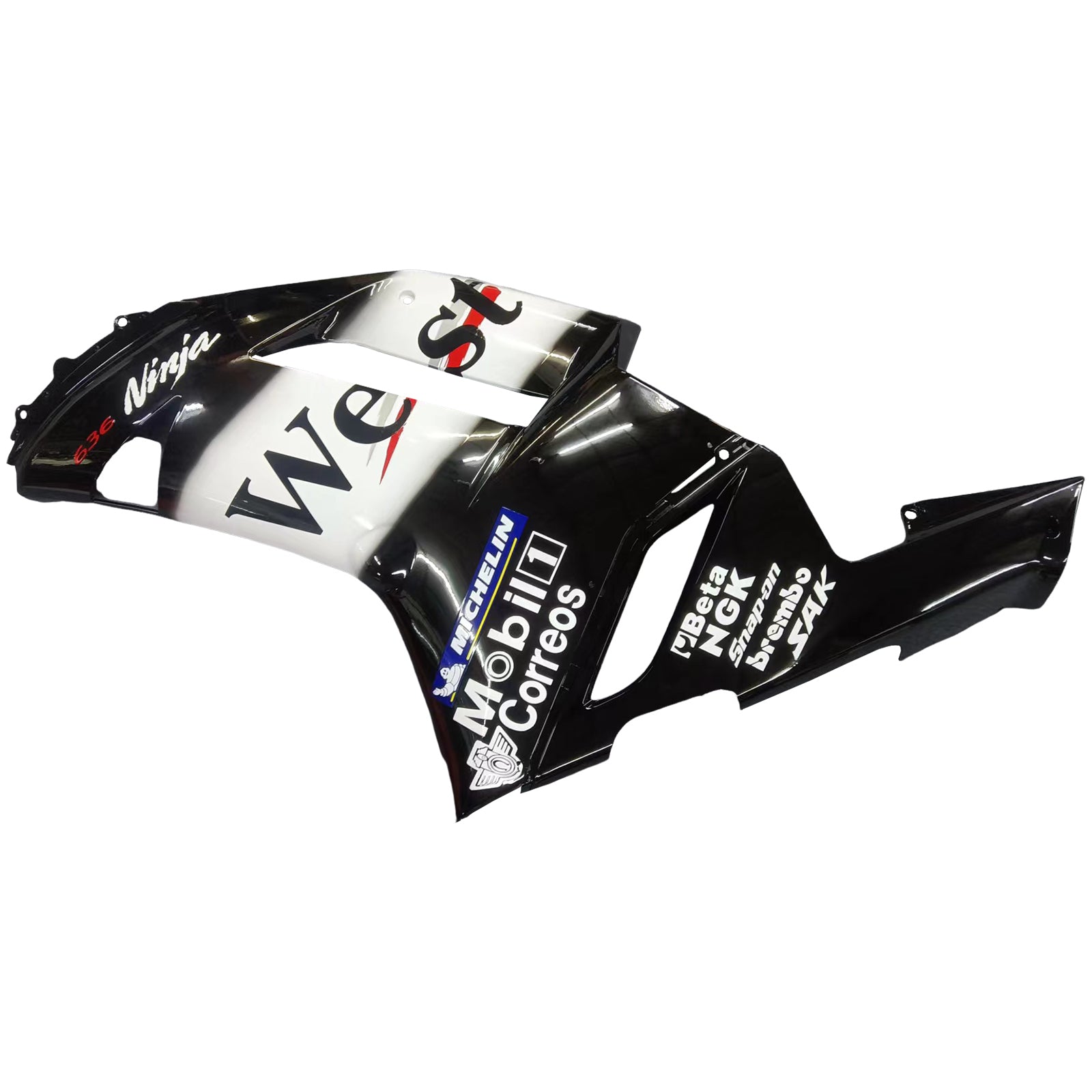 Amotopart 2007-2008 Kawasaki ZX6R 636 Black White Fairing Kit