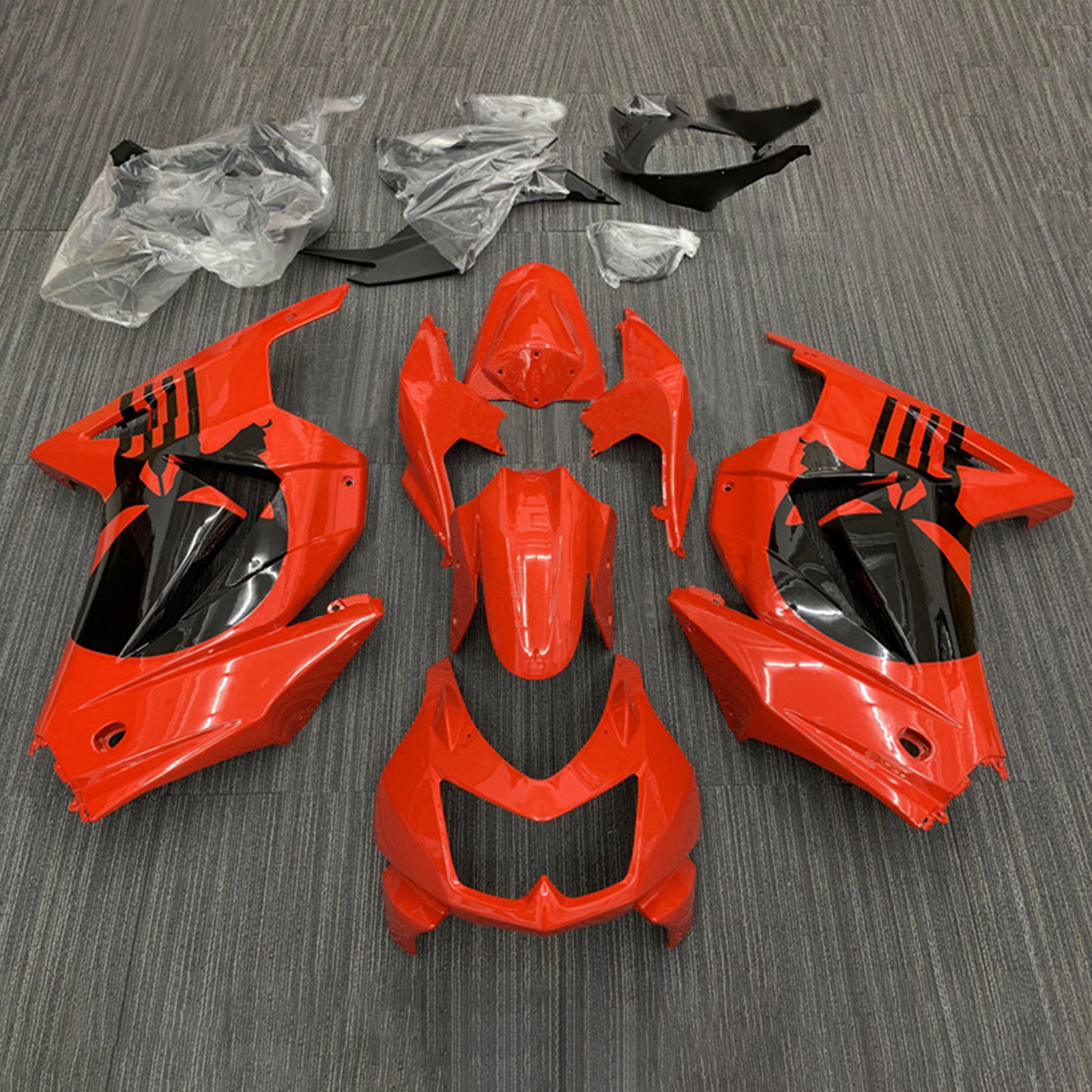 Amotopart 2008-2012 KAWASAKI EX250 NINJA 250R Rød med Skull Fairing Kit