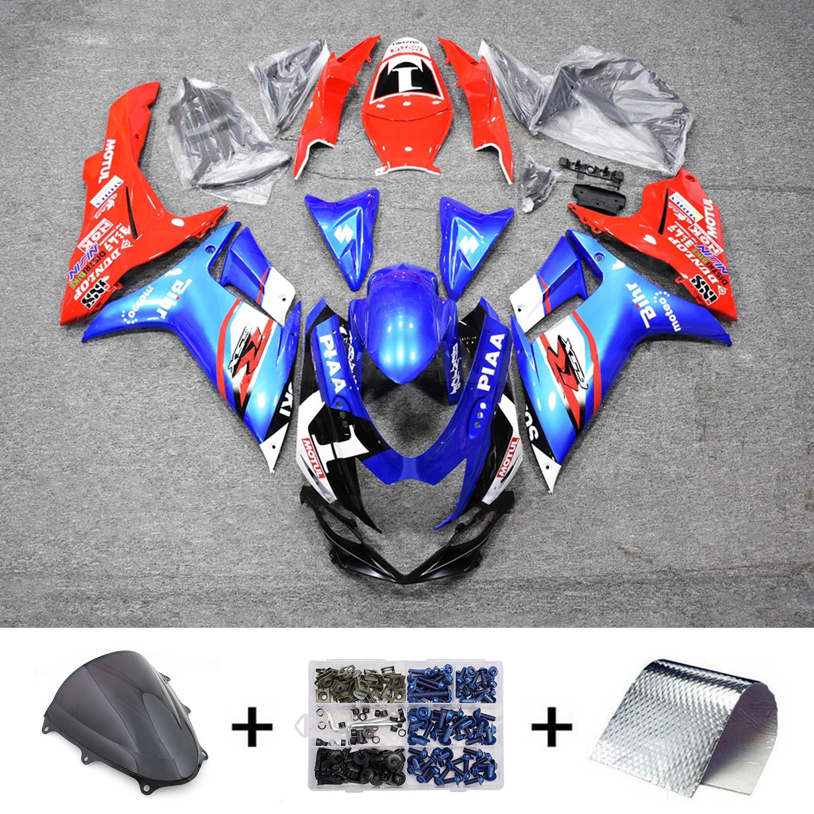 Amotopart 2011-2026 Suzuki GSXR 600/750 modrá červená sada kapotáže