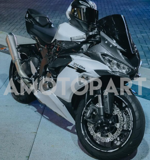 Amotopart 2019-2023 Kawasaki ZX6R Carbon Fiber White Fairing Kit