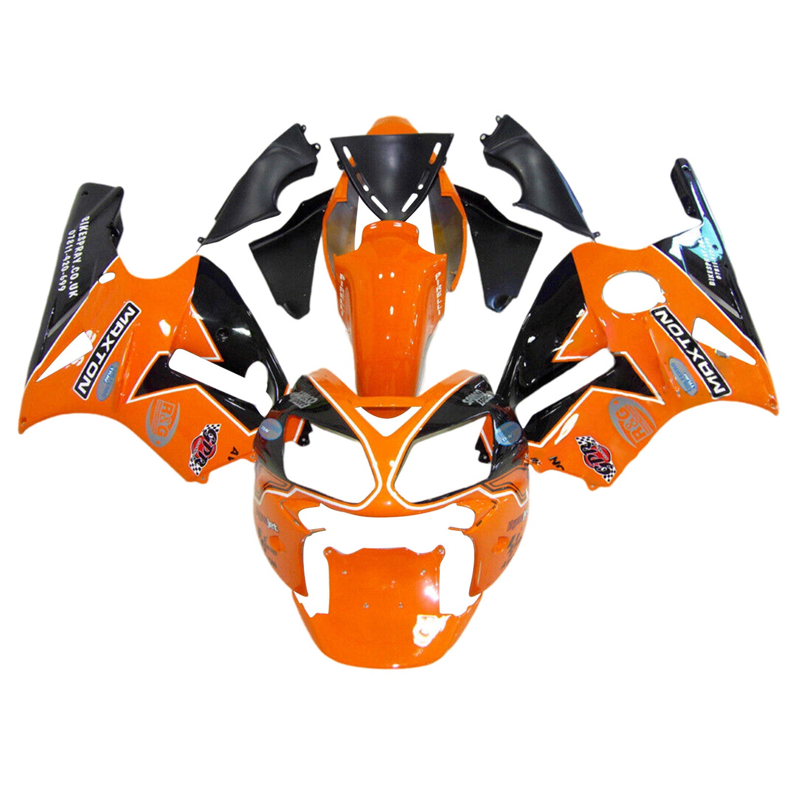 Amotopart 2002-2005 Kawasaki ZX12R Orange Black White Fearing Kit