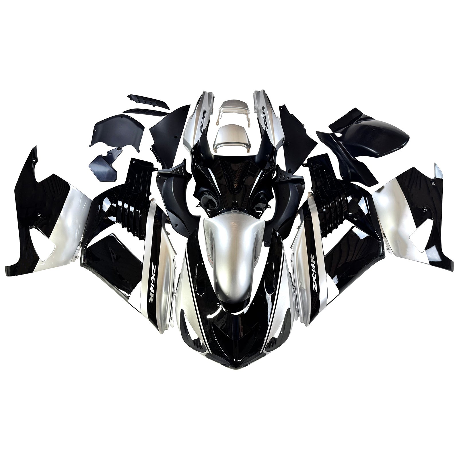 Amotopart 2006–2011 Kawasaki ZX14R Schwarz/Silber Verkleidungsset