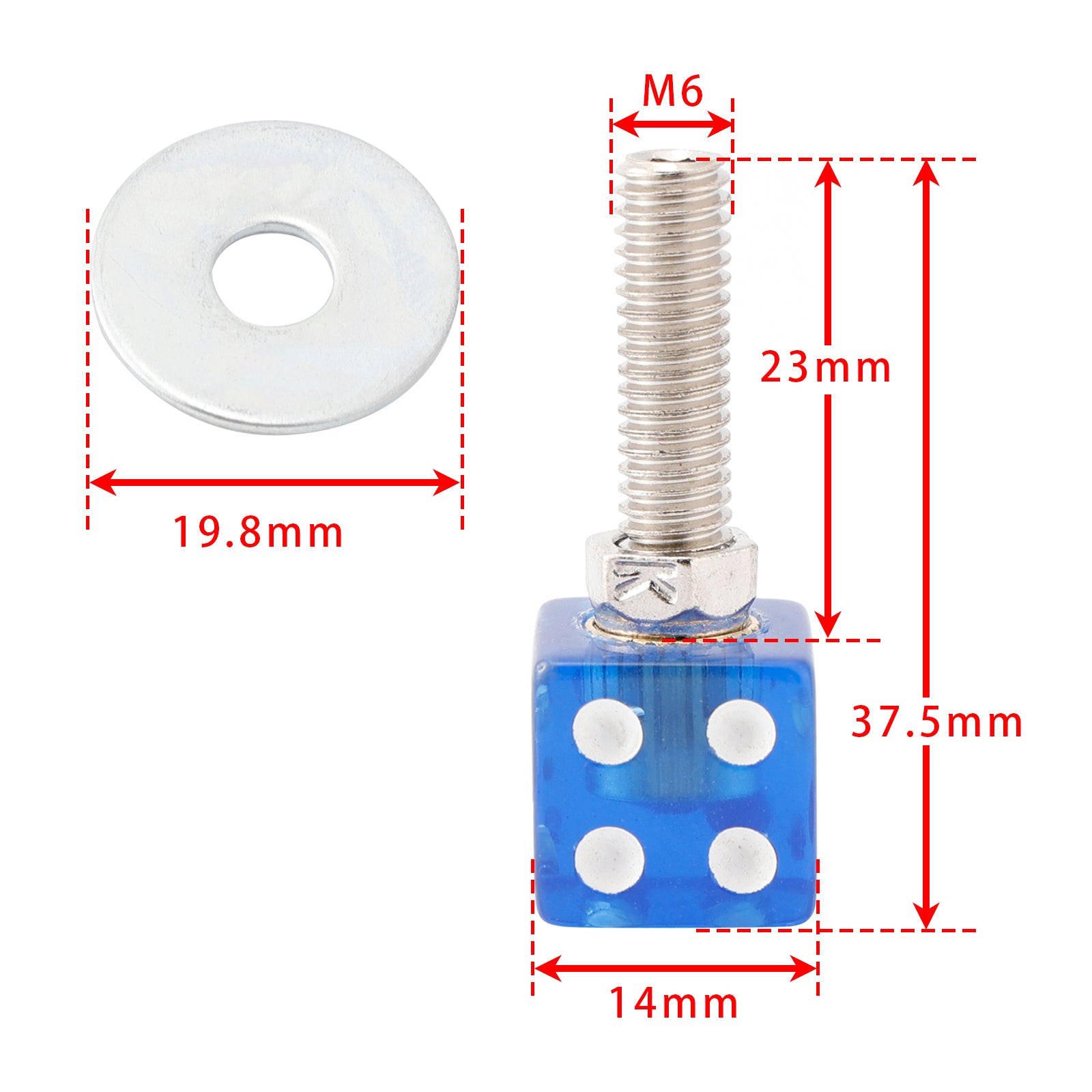 X4 M6 Plastic Custom Head Dice License Plate Frame Screws Bolts Hardware Blue