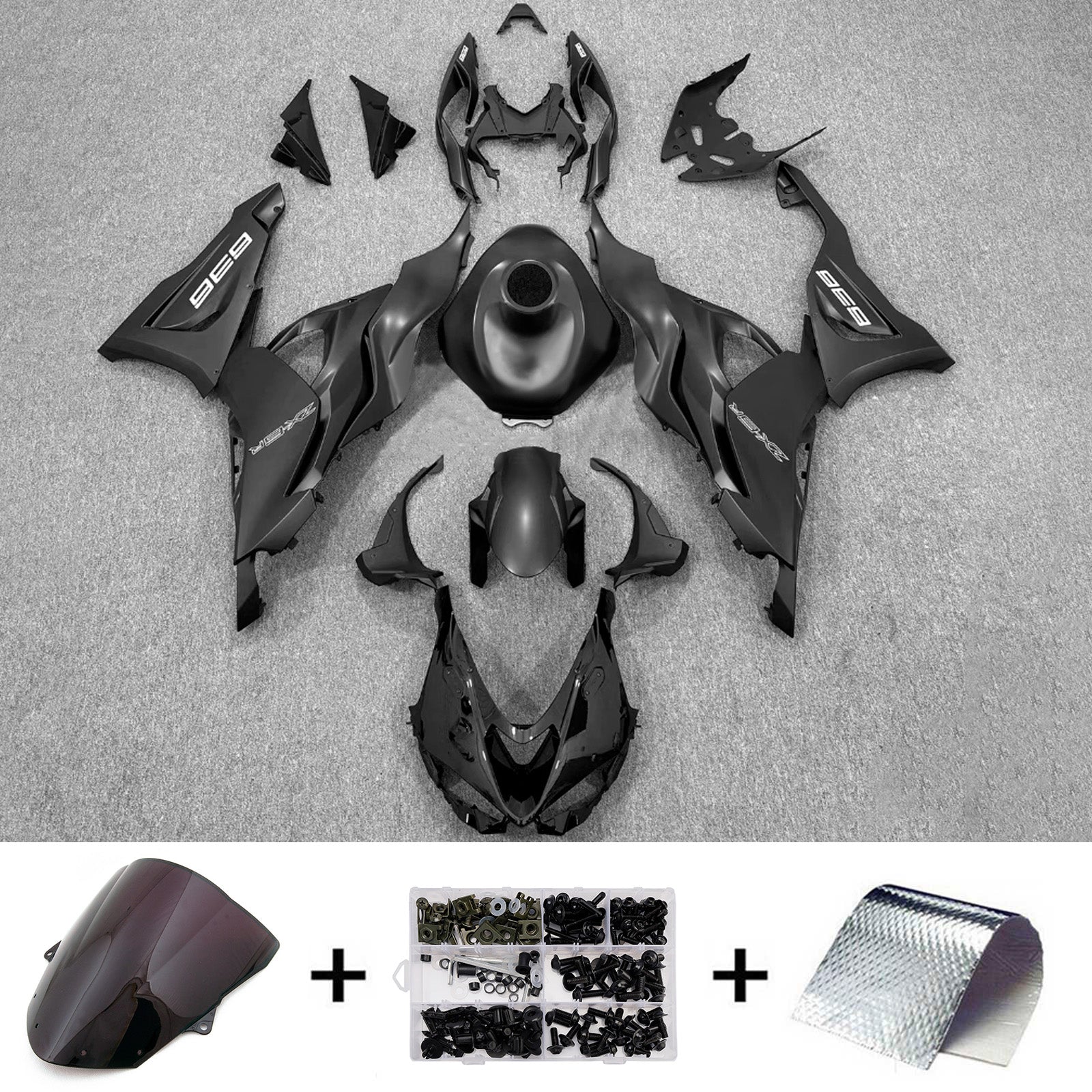 Amotopart 2024-2025 Kawasaki ZX-6R Black Fairing Kit
