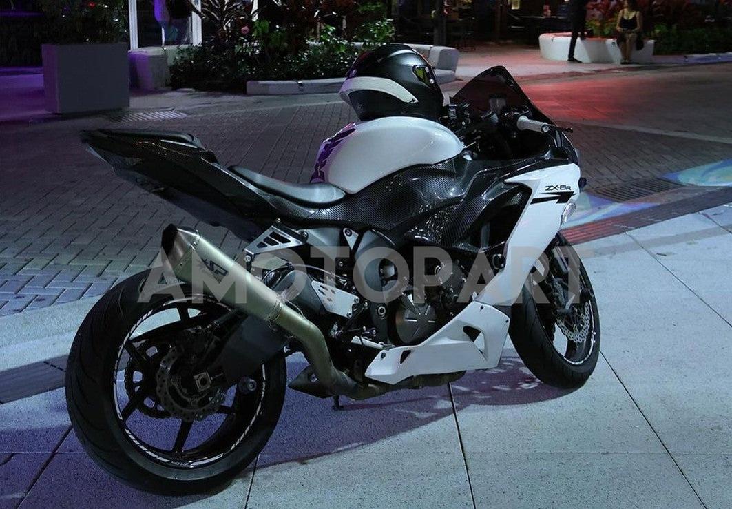 Amotopart 2019-2023 Kawasaki ZX6R Carbon Fiber White Fairing Kit