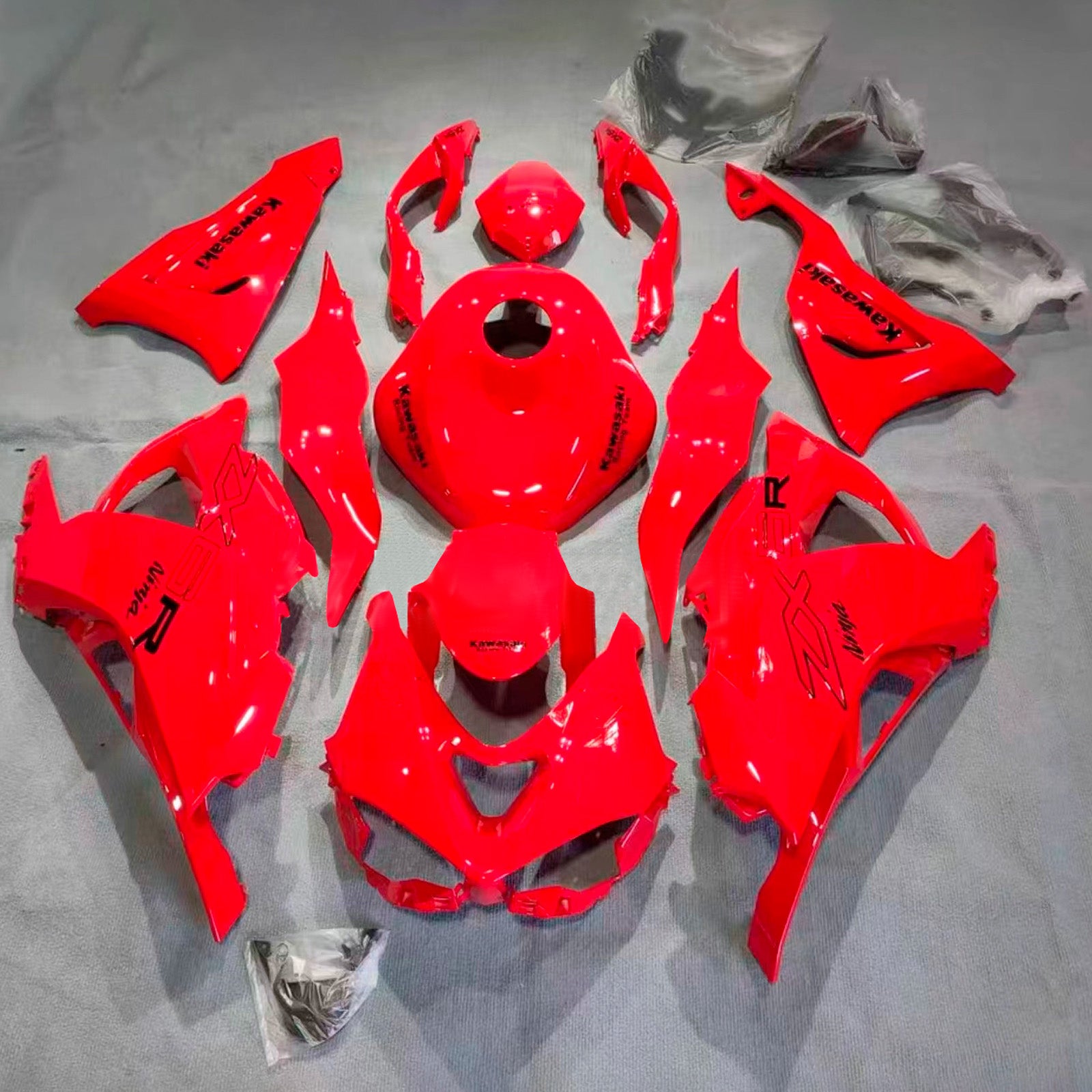 Amotopart 2024-2025 Kawasaki ZX-6R Glossy Red Fairing Kit