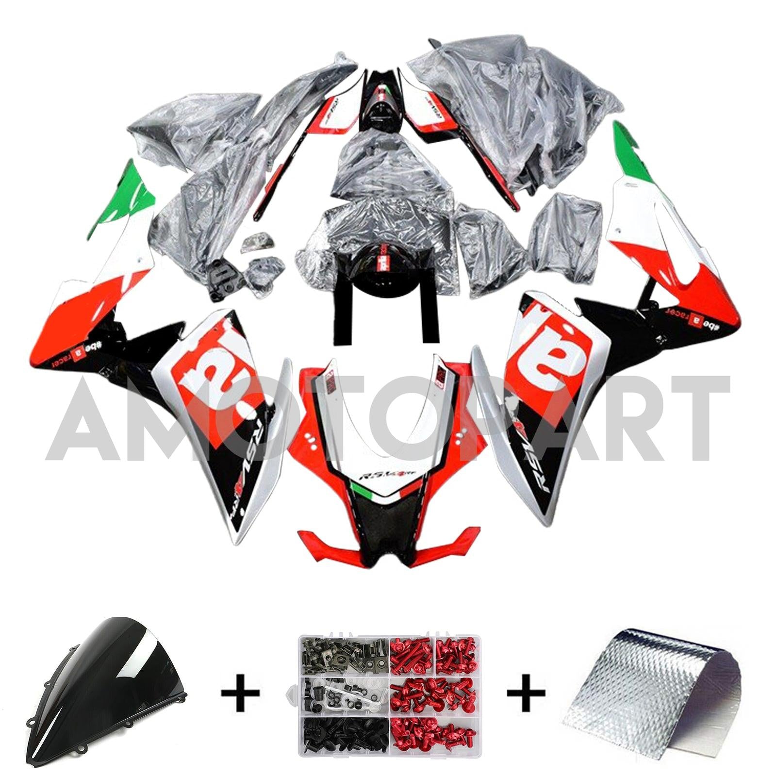 Amotopart Aprilia 2016-2020 RSV4 1000 Red&Green Style13 Fairing Kit