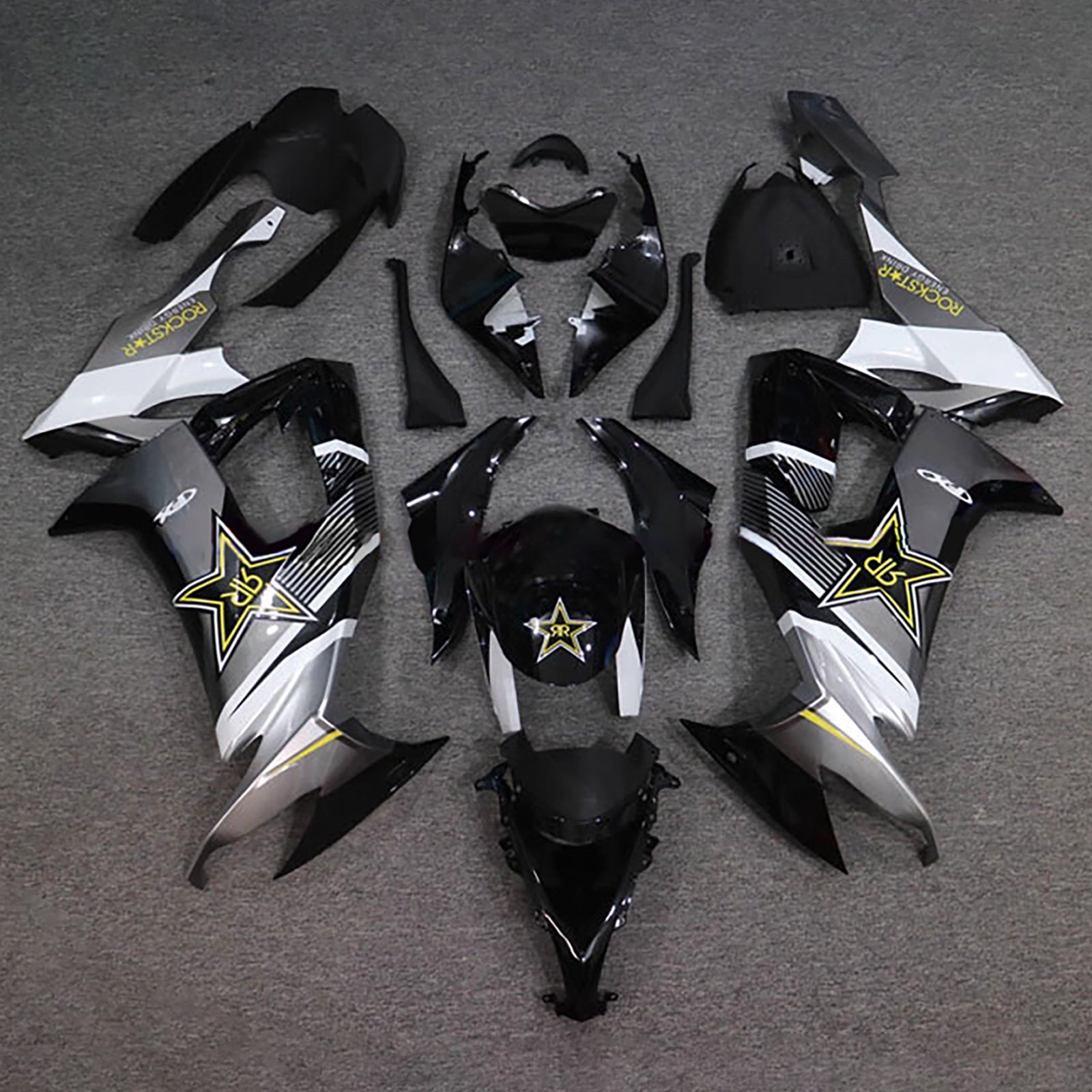 Amotopart 2008-2010 Kawasaki ZX10R Black White Grey Fairing Kit