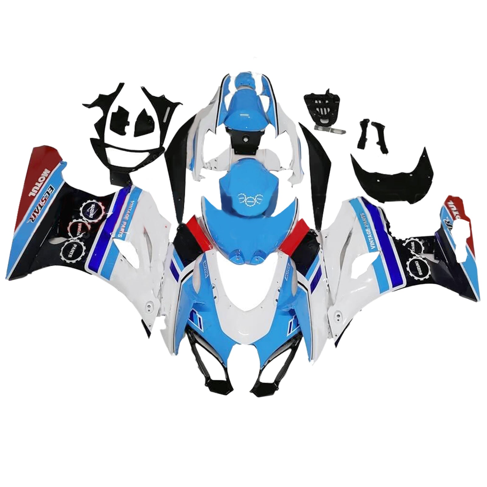 Amotopart 2017-2025 K17 GSXR1000 Suzuki Blue&White Fairing Kit