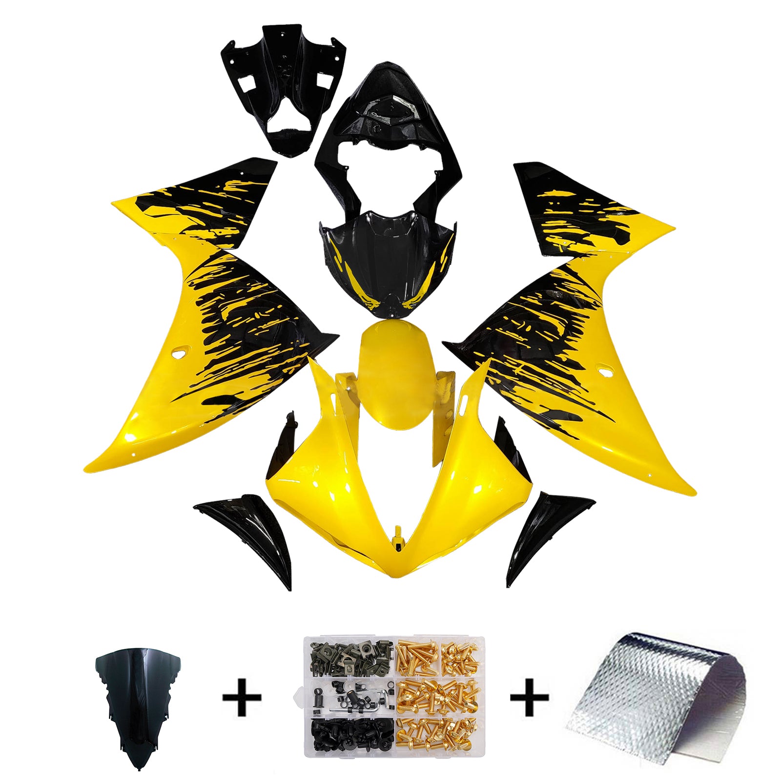 Amotopart 2009-2011 Yamaha YZF-R1 Yellow & Black Fairing Kit