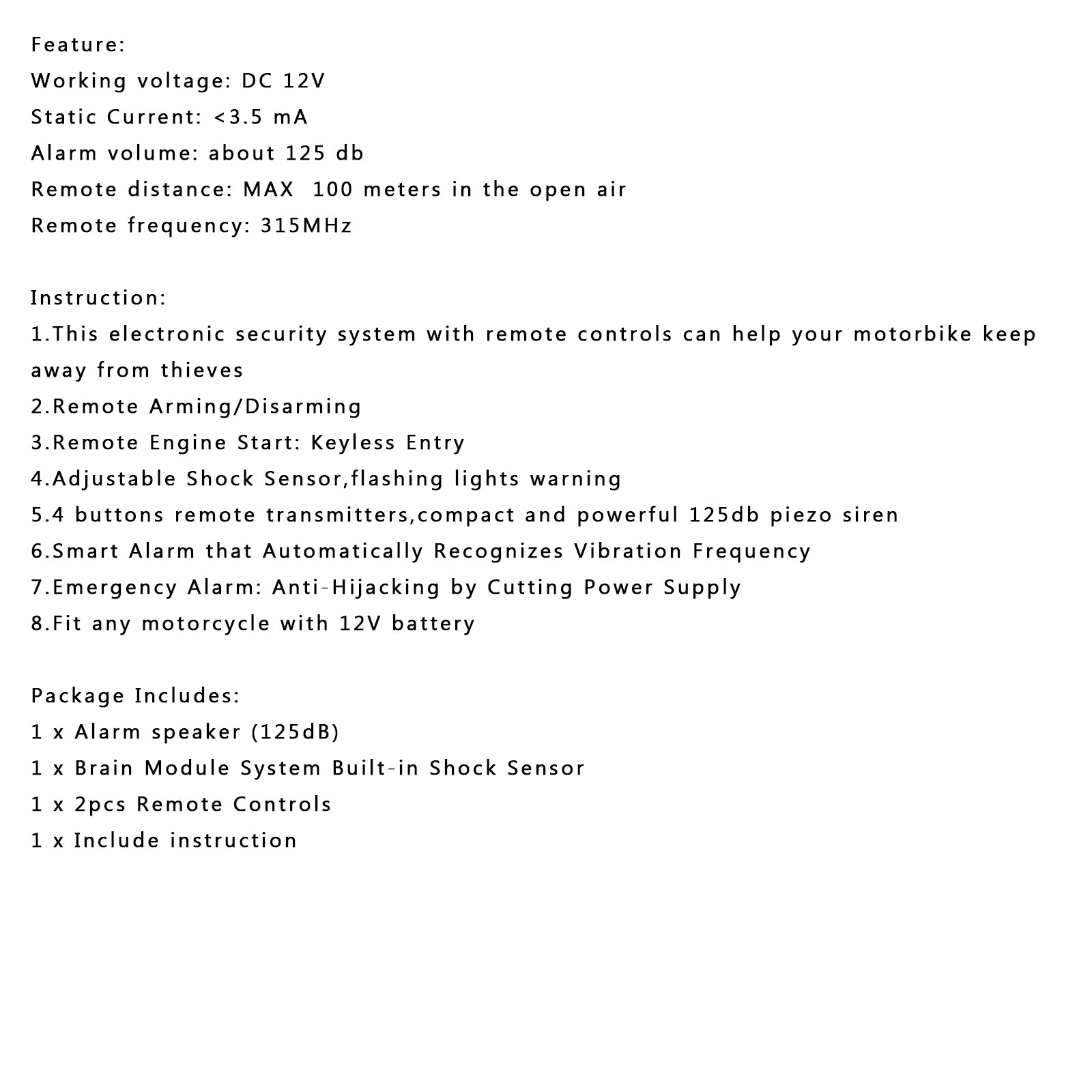 Avvio remoto A3 Sicurezza Motore Controllo antifurto Sistema scooter Allarme GB