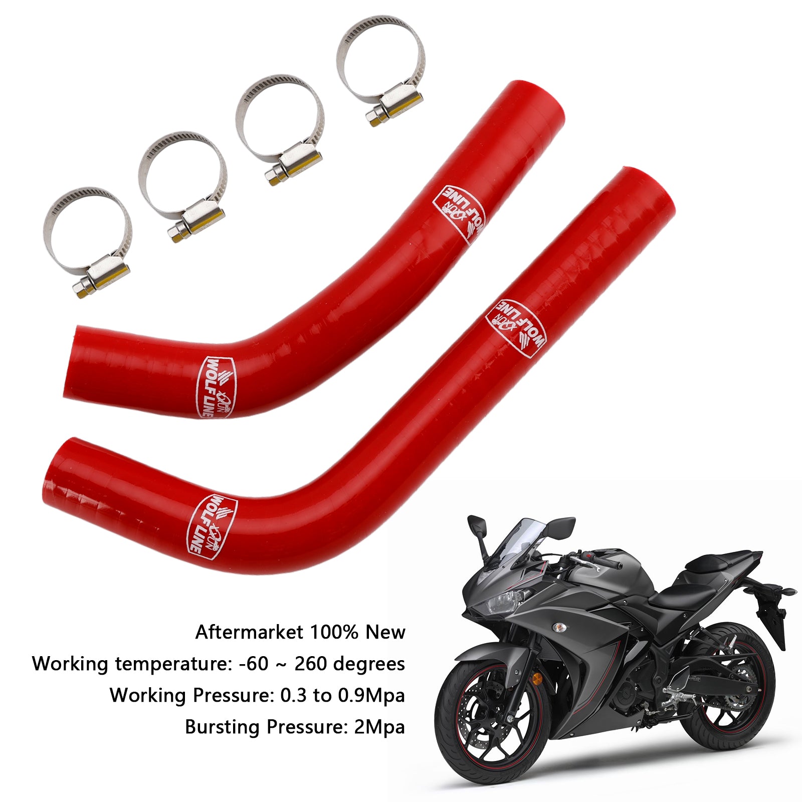 2015-2024 Yamaha MT-03 MT-25 YZF R3 R25 Mangueira de resfriador de radiador de silicone R25