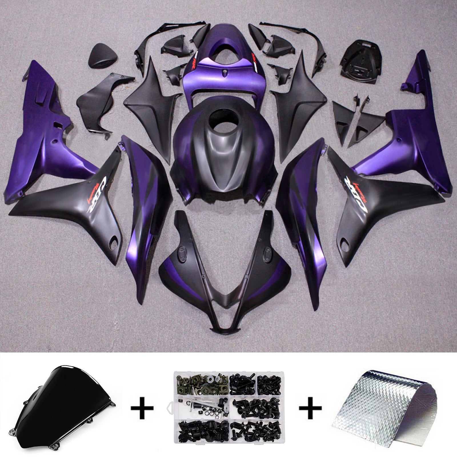 Amotopart 2007-2008 Honda CBR600RR Purple Black Fairing Kit