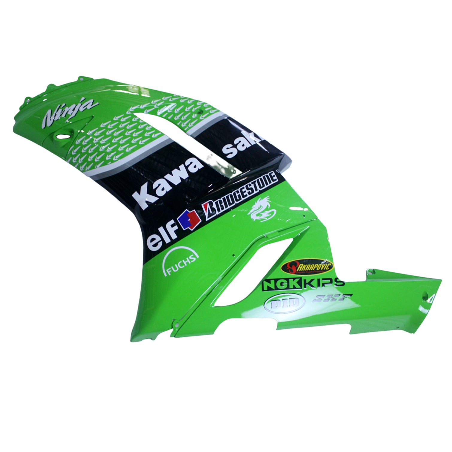 Amotopart 2007-2008 Kawasaki ZX6R 636 Green Black Fairing Kit