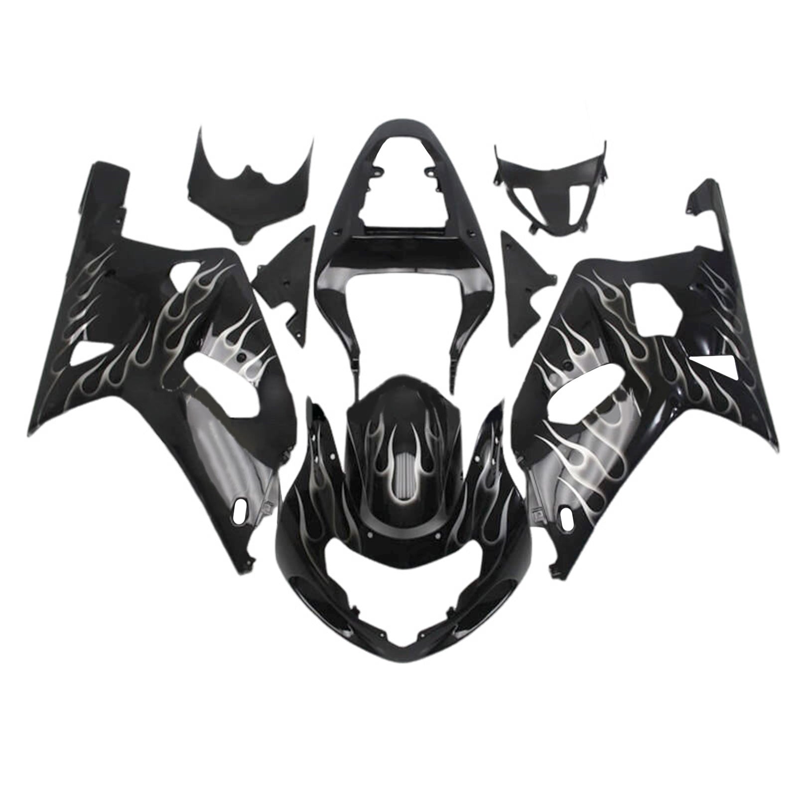 Amotopart 2001-2003 GSXR600 2000-2003 GSXR750 K1 Suzuki Black mit Flammenverkleidungskit