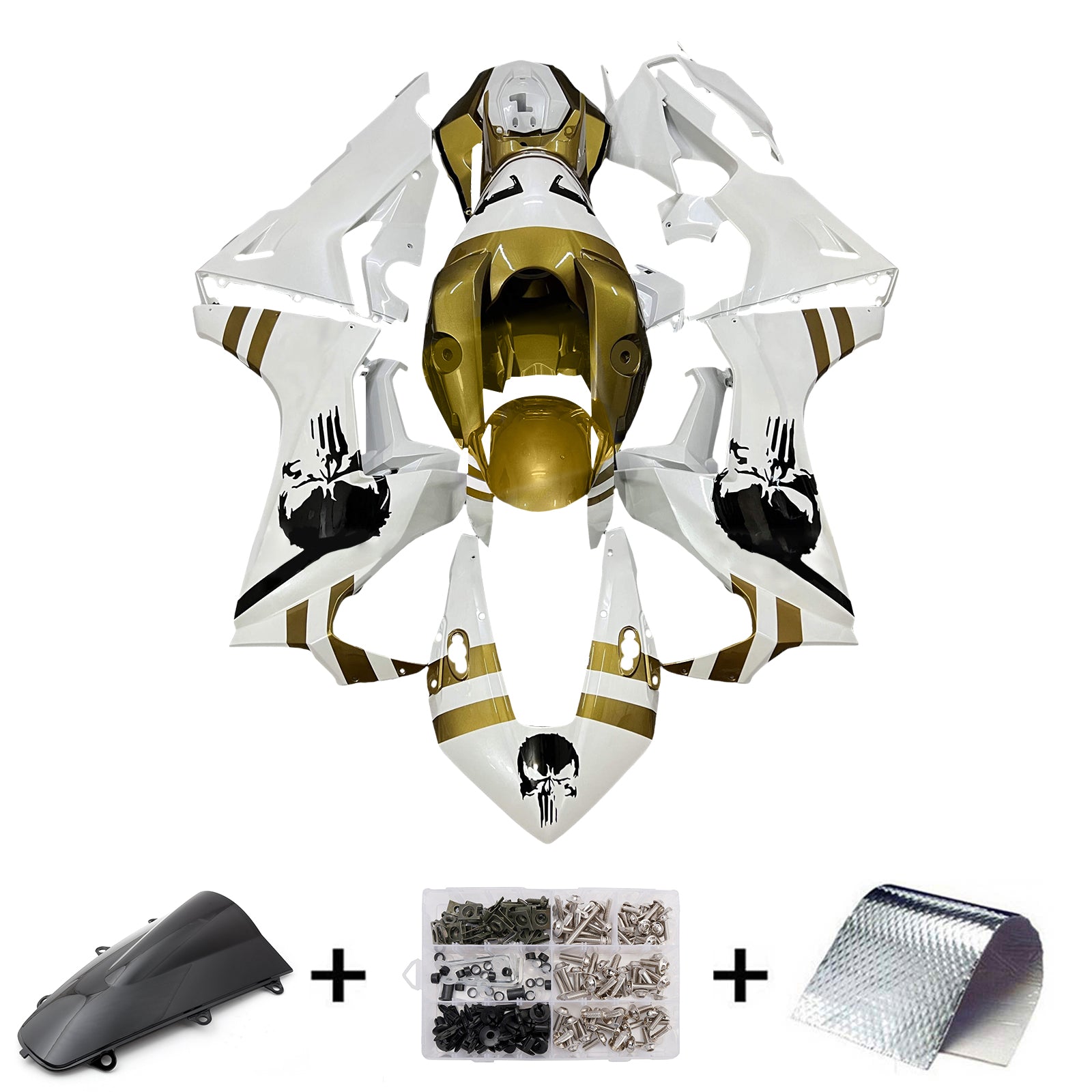 Amotopart 2017-2023 Honda CBR1000rr Kit de carénage en or foncé blanc
