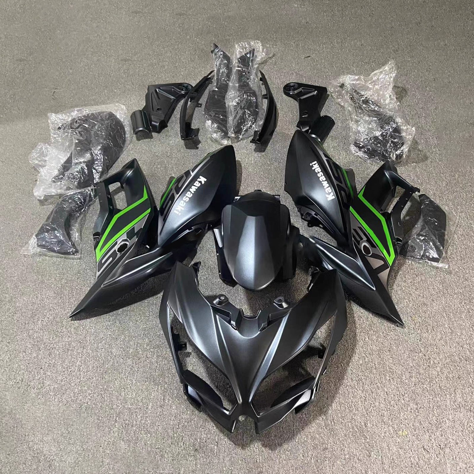 Amotopart 2015-2021 Kawasaki Versys 650 Black Green Fairing Kit