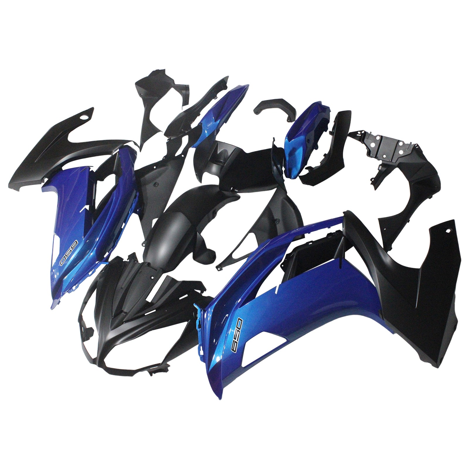Amotopart 2012-2016 Kawasaki Ninja 650 EX650 Black Blue Fairing Kit