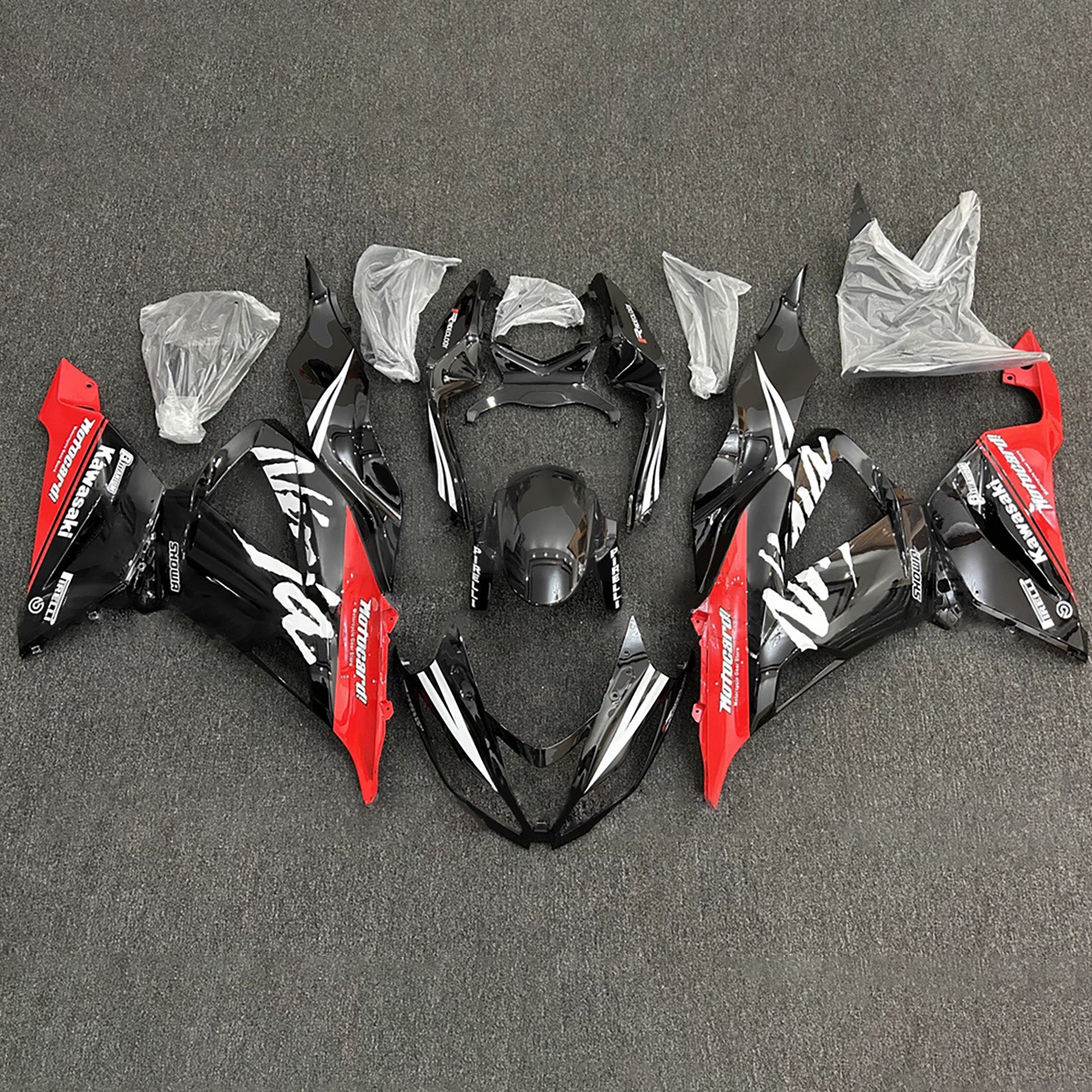 Amotopart 2013-2018 Kawasaki ZX6R 636 Black Red White Fairing Kit