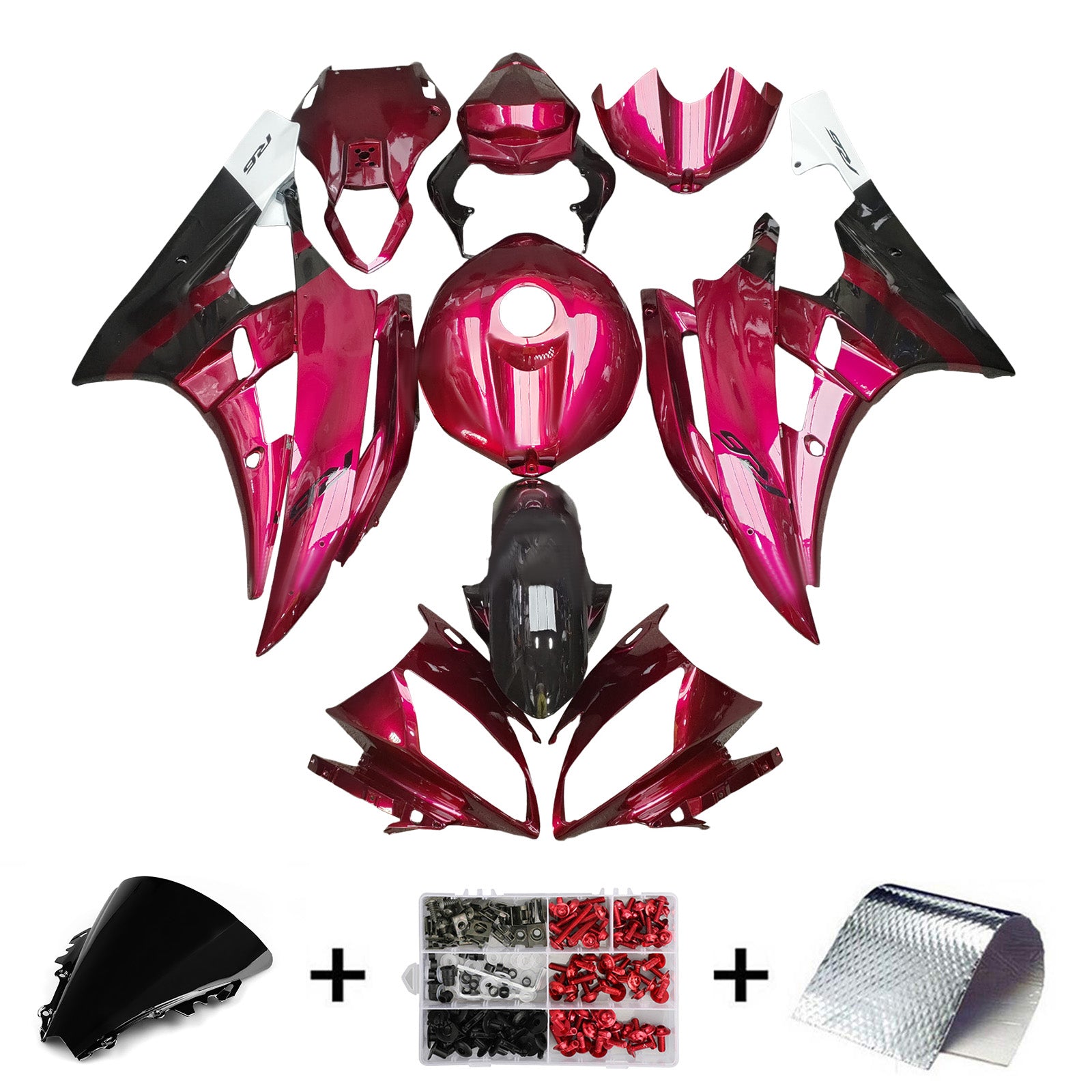 Amotopart 2006-2007 Yamaha YZF-R6 Red & Black Fairing Kit