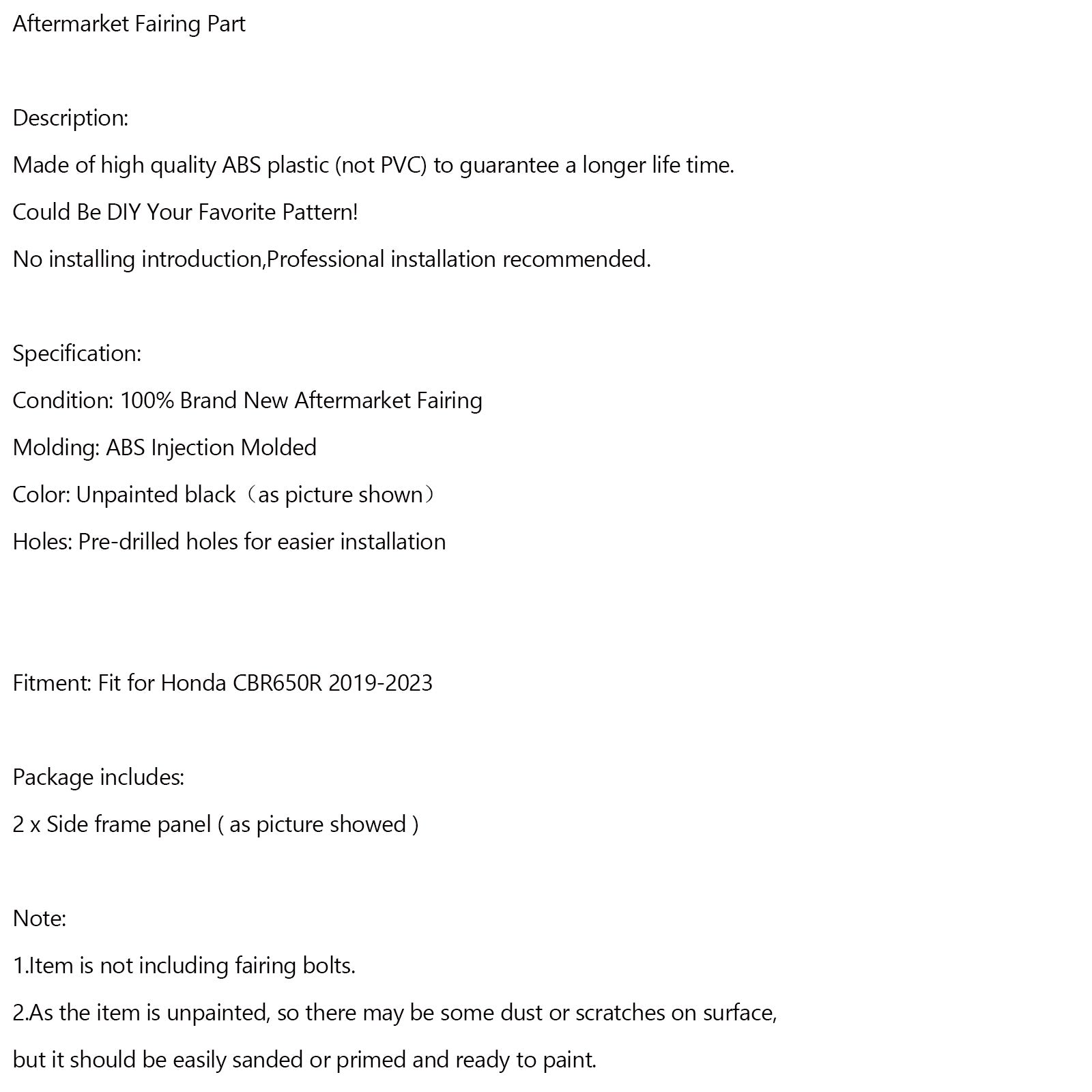 2019-2023 Honda CBR650R Umalet sidepanel Fairing Cowl