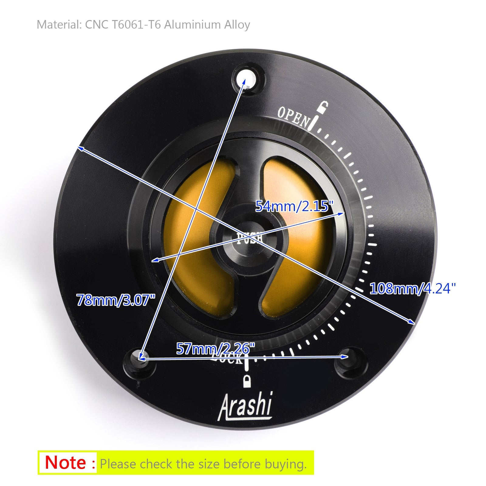 07-18 Suzuki GSX1300R Hayabusa CNC Keyless Fuel Gas Tank Cap Gold