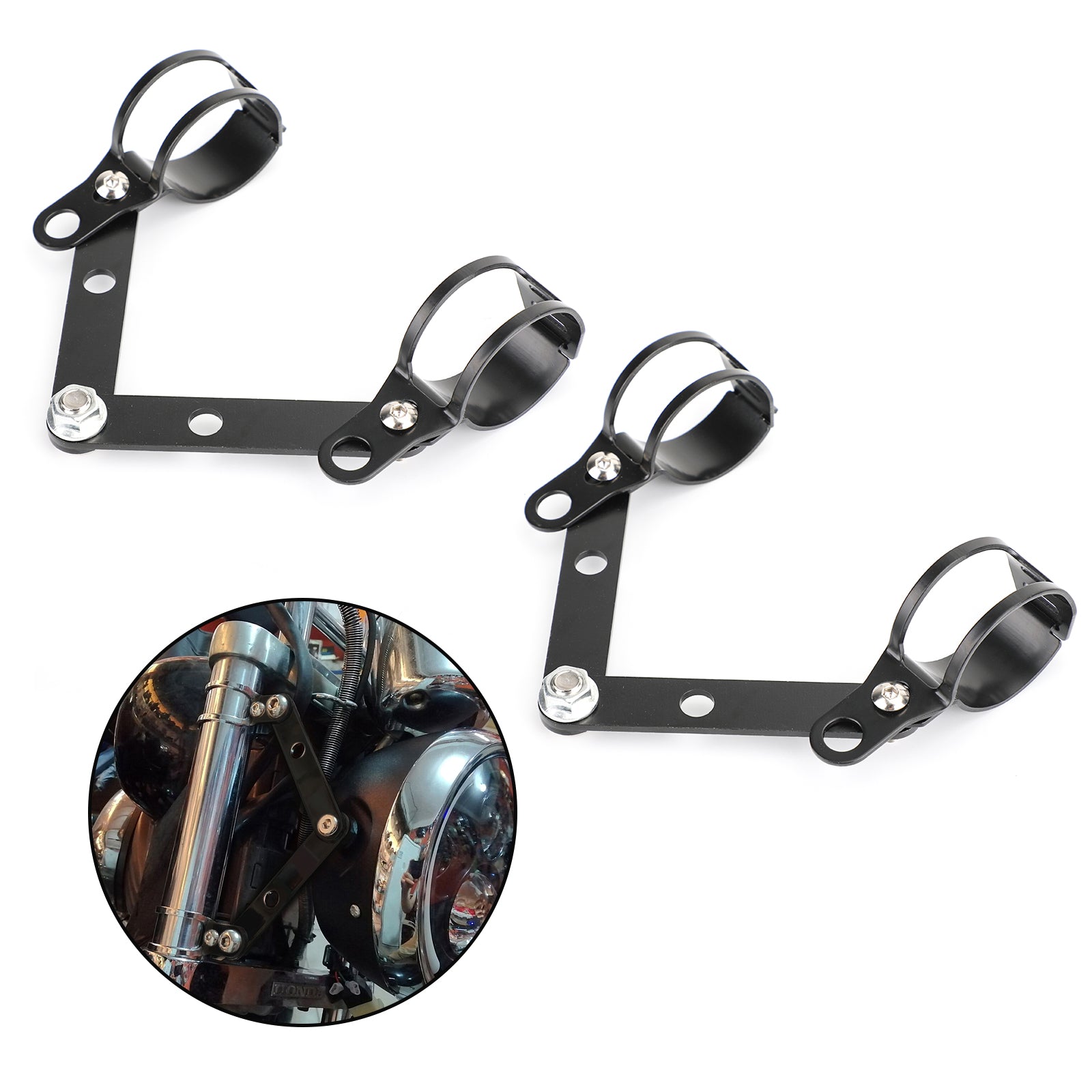 41mm-51mm Garfo Preto Suporte de Montagem de Farol Adaptador de Suporte de Lâmpada de Cabeça de Motocicleta