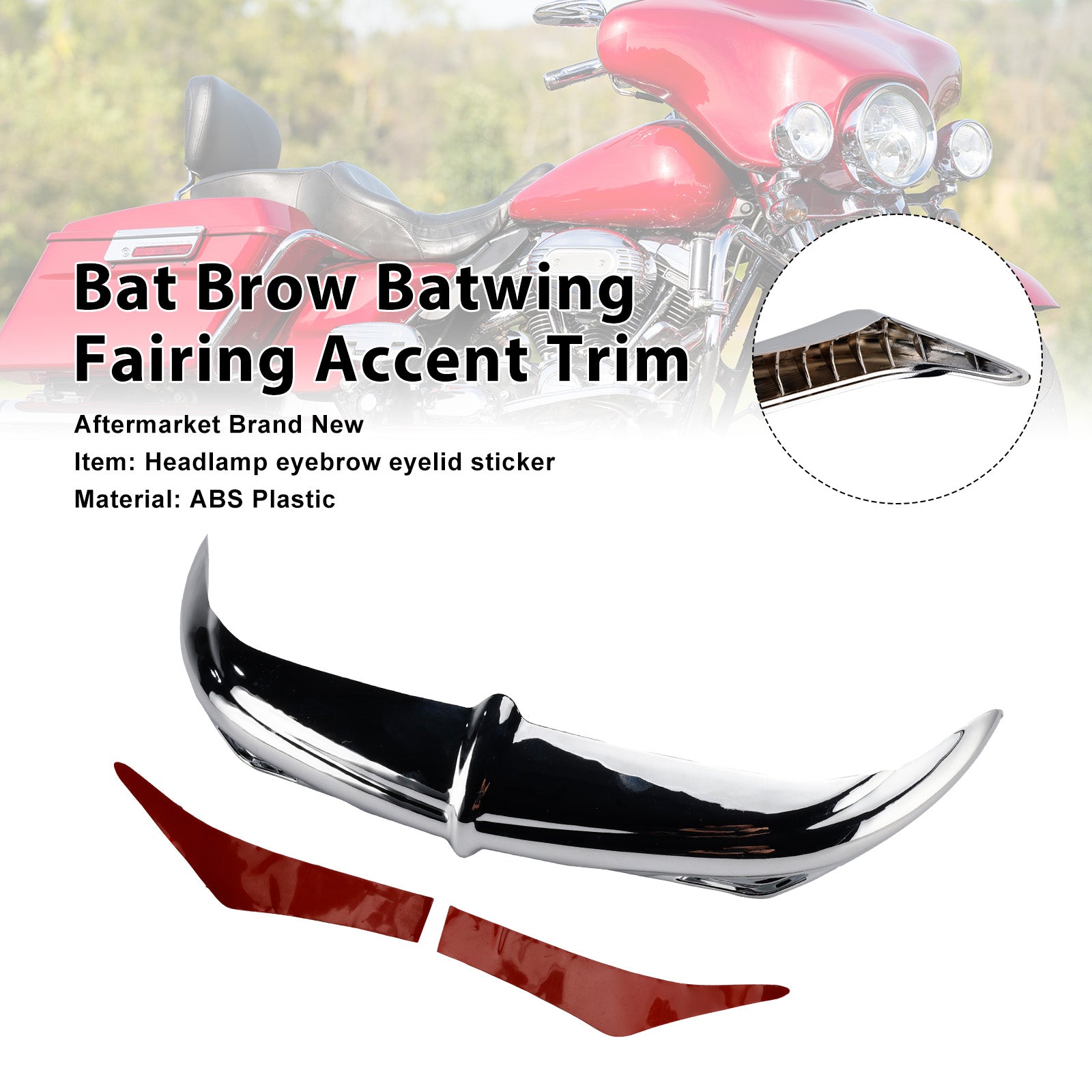 96-13 Electra Street Glides Trikes Bat Brow Batwing Fairing Accent Trim