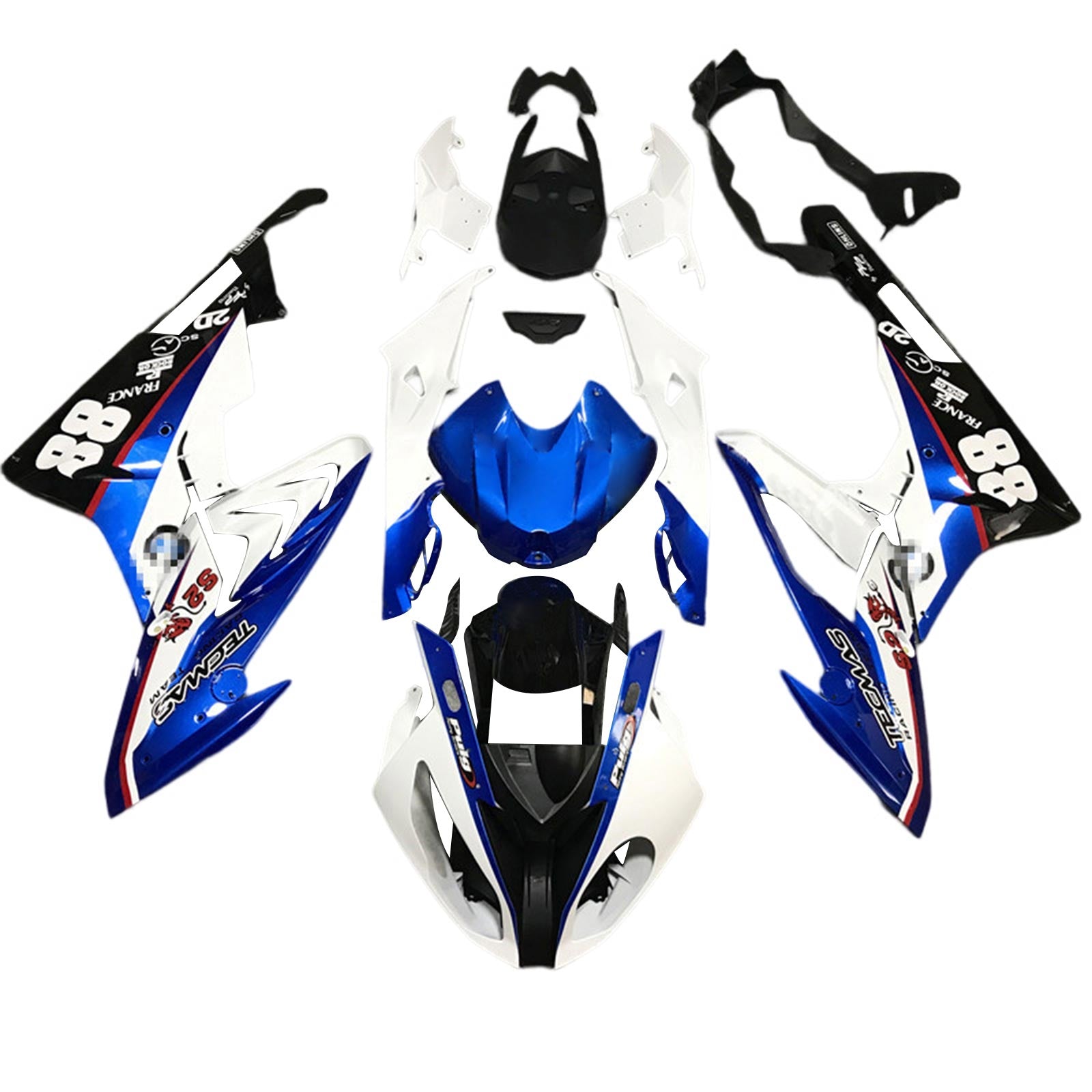 Amotopart BMW S1000RR 2015-2016 Kit de carenado azul y negro estilo 6