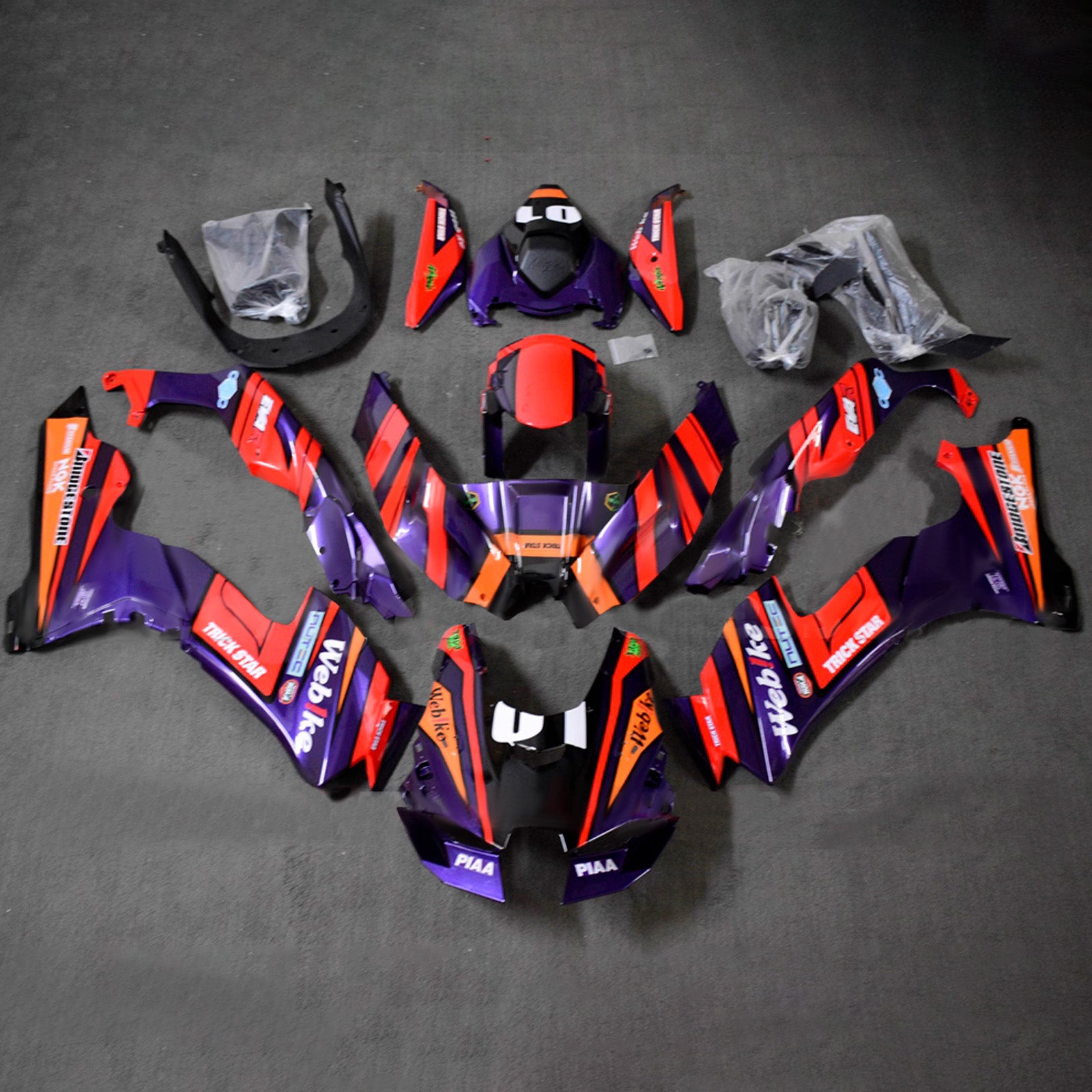 Amotopart 2021-2025 Kawasaki ZX-10R/ZX-10RR Purple Red Orange Fairing Kit