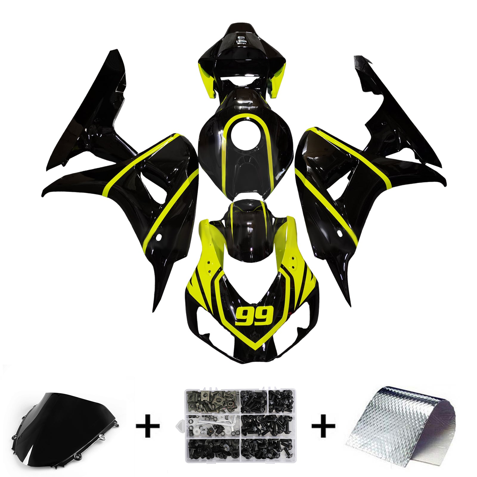 Amotopart 2006-2007 Honda CBR1000rr Kit de carénage vert clair noir