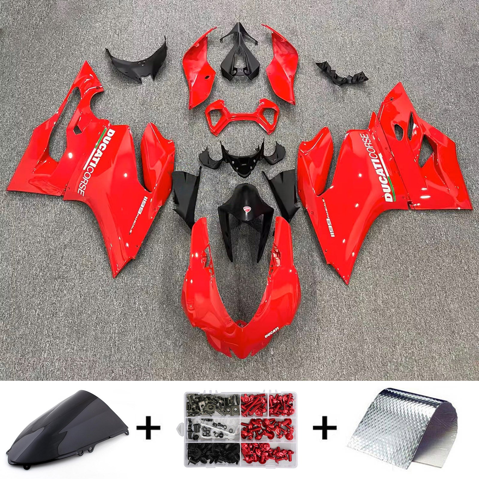 Amotopart 2012-2015 Ducati 899 Red
with Logo Fairing Kit