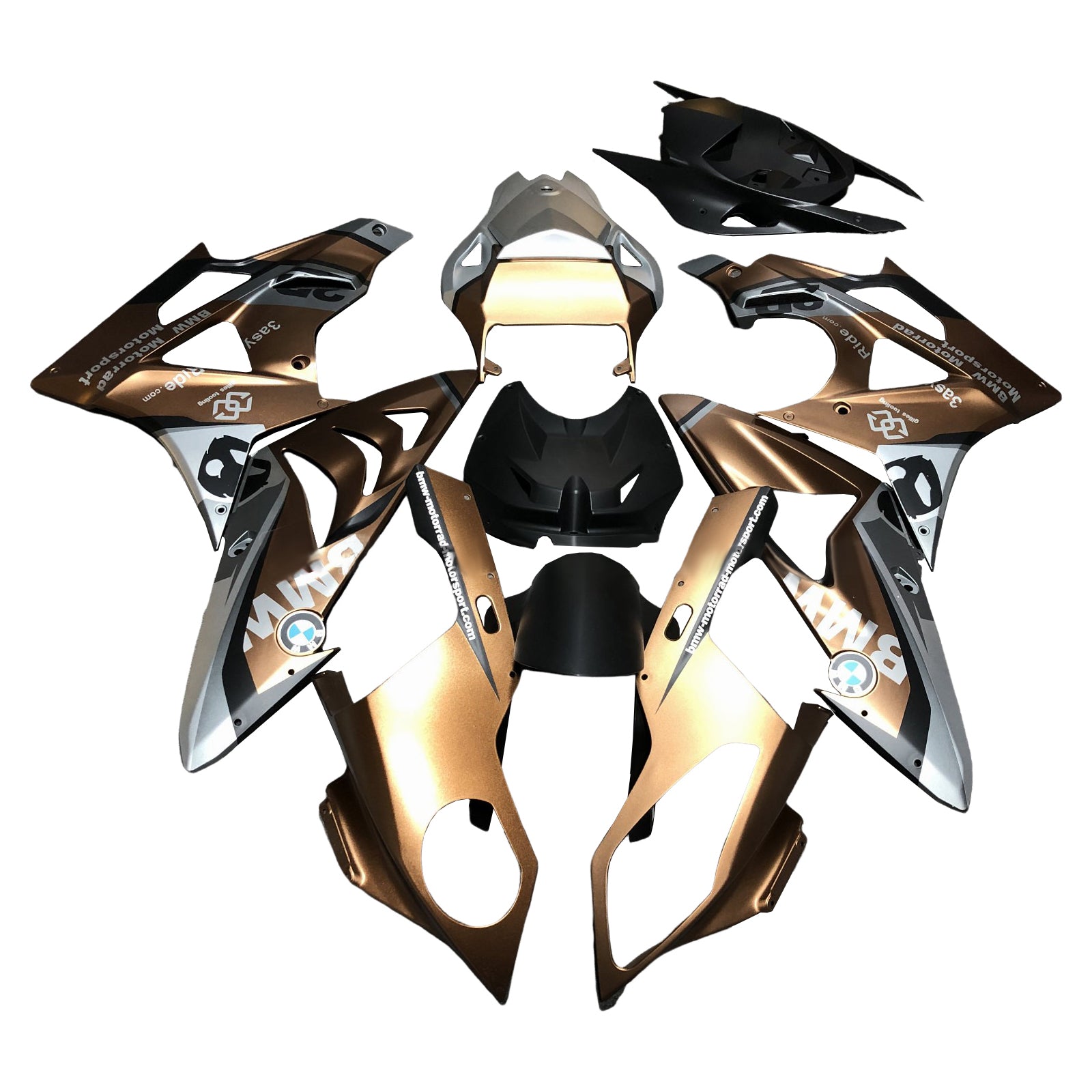 Amotopart 2009-2014 BMW S1000RR Gold Black Fairing Zestaw