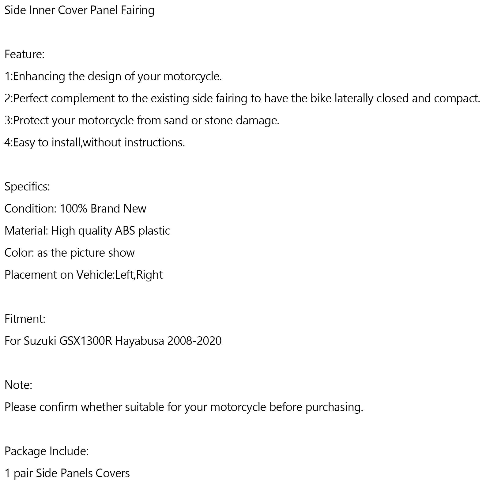 Střední kapesní kapotáž pro Suzuki GSX1300R Hayabusa 2008-2020