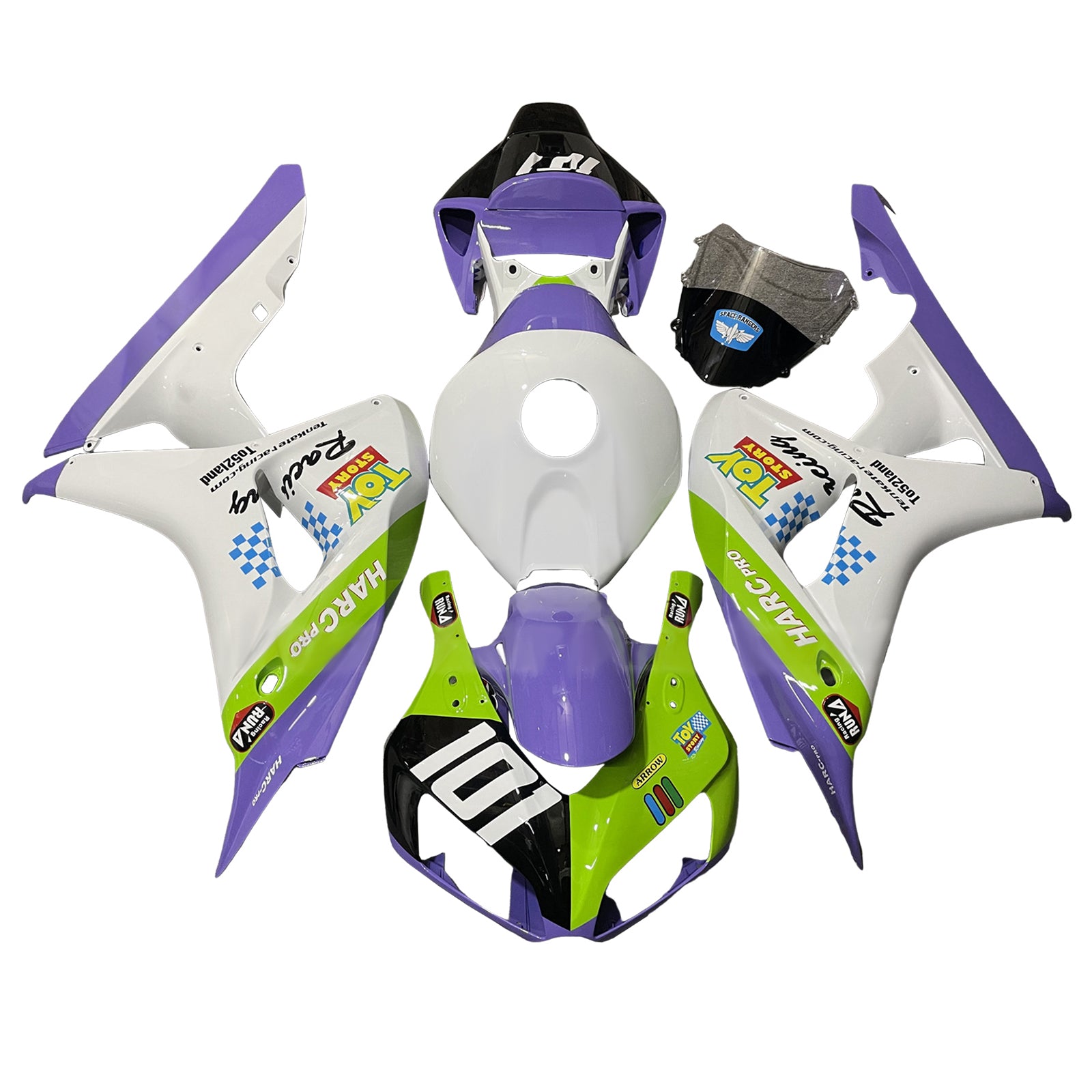 Amotopart 2006-2007 Honda CBR1000rr Kit de carénage vert violet blanc