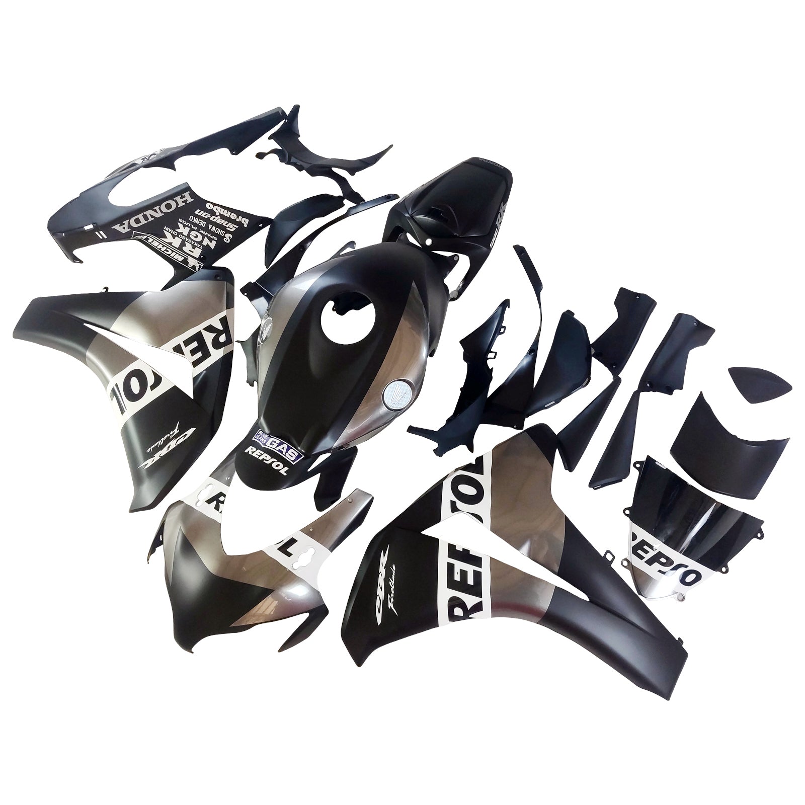 Amotopart 2008-2011 Honda CBR1000RR Black Silver Fairing Kit