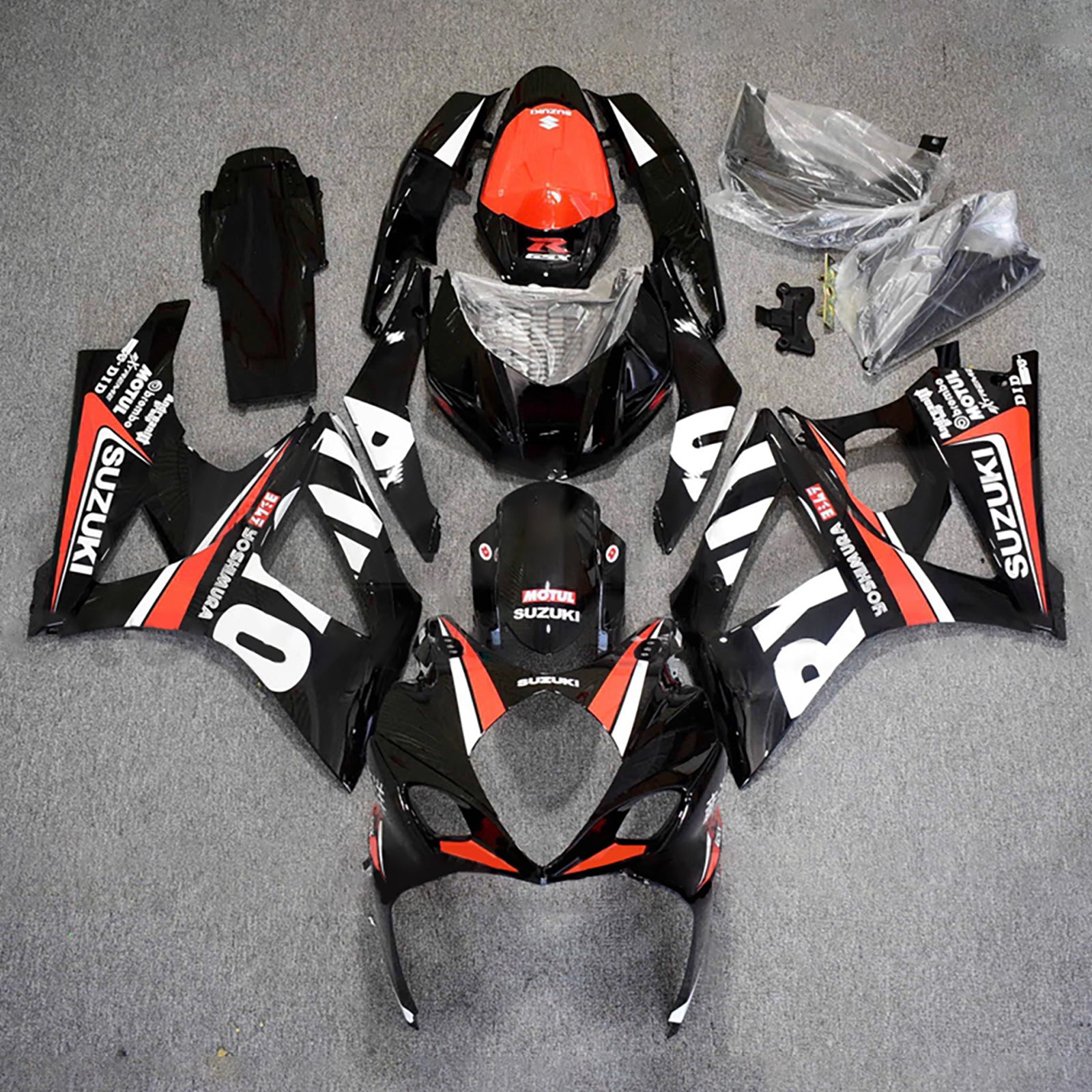 Kit carena Amotopart 2007-2008 Suzuki GSXR1000 nero bianco rosso