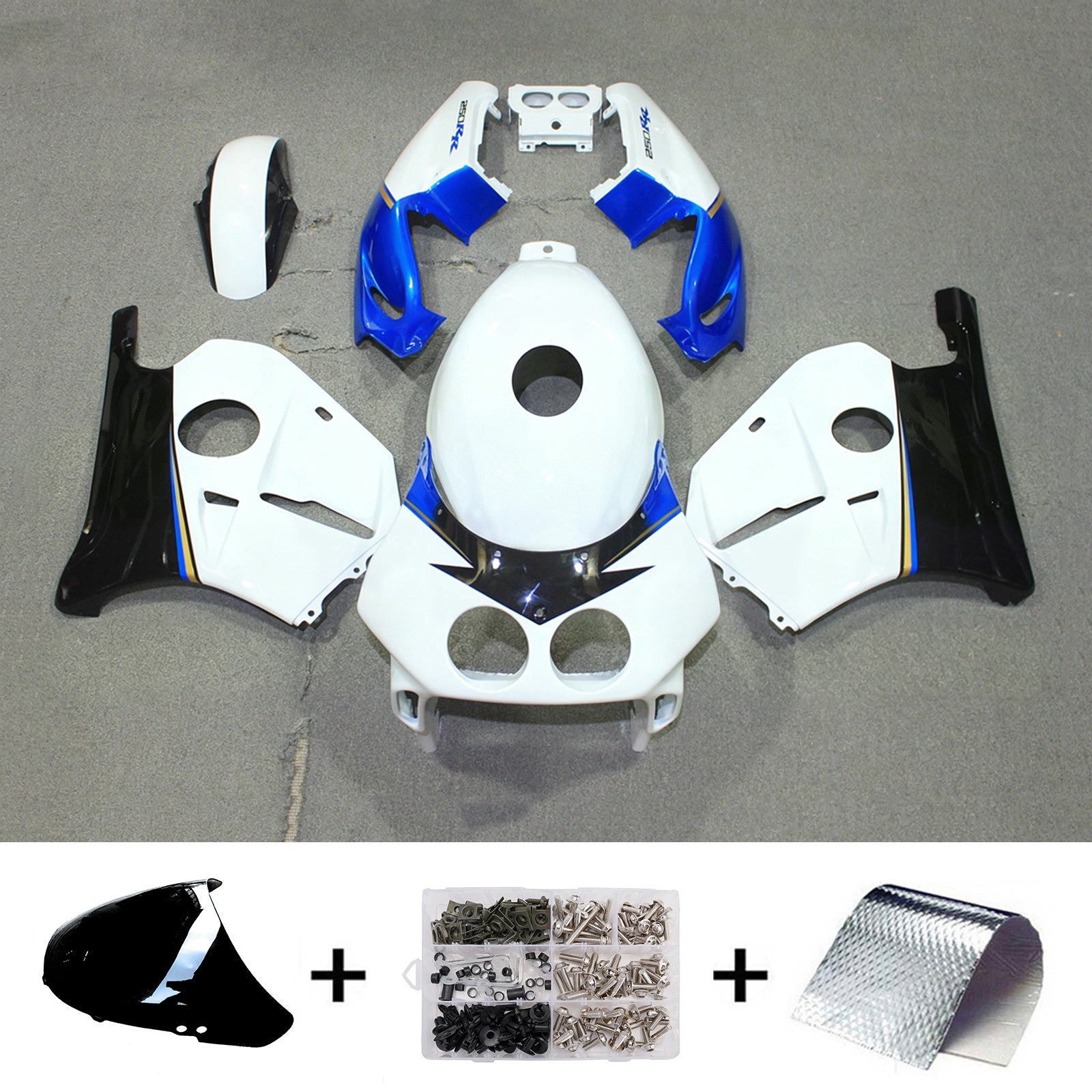 Amotopart 1990-1998 Honda CBR250RR MC22 White/Blue Fairing Kit