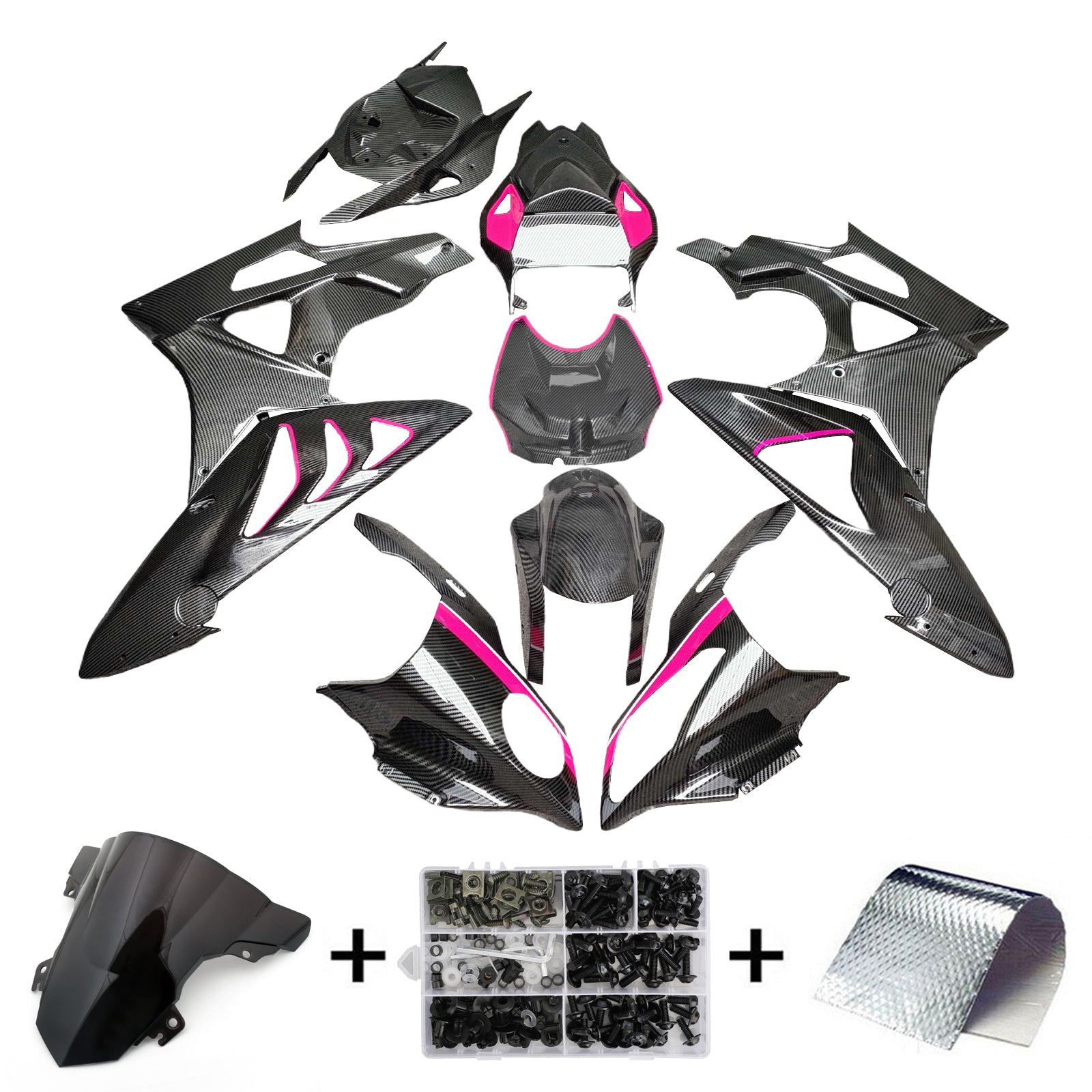 AMOTOPART 2015-2016 BMW S1000RR Fibre de carbone Modèles Pink Lignes Kit de carénage