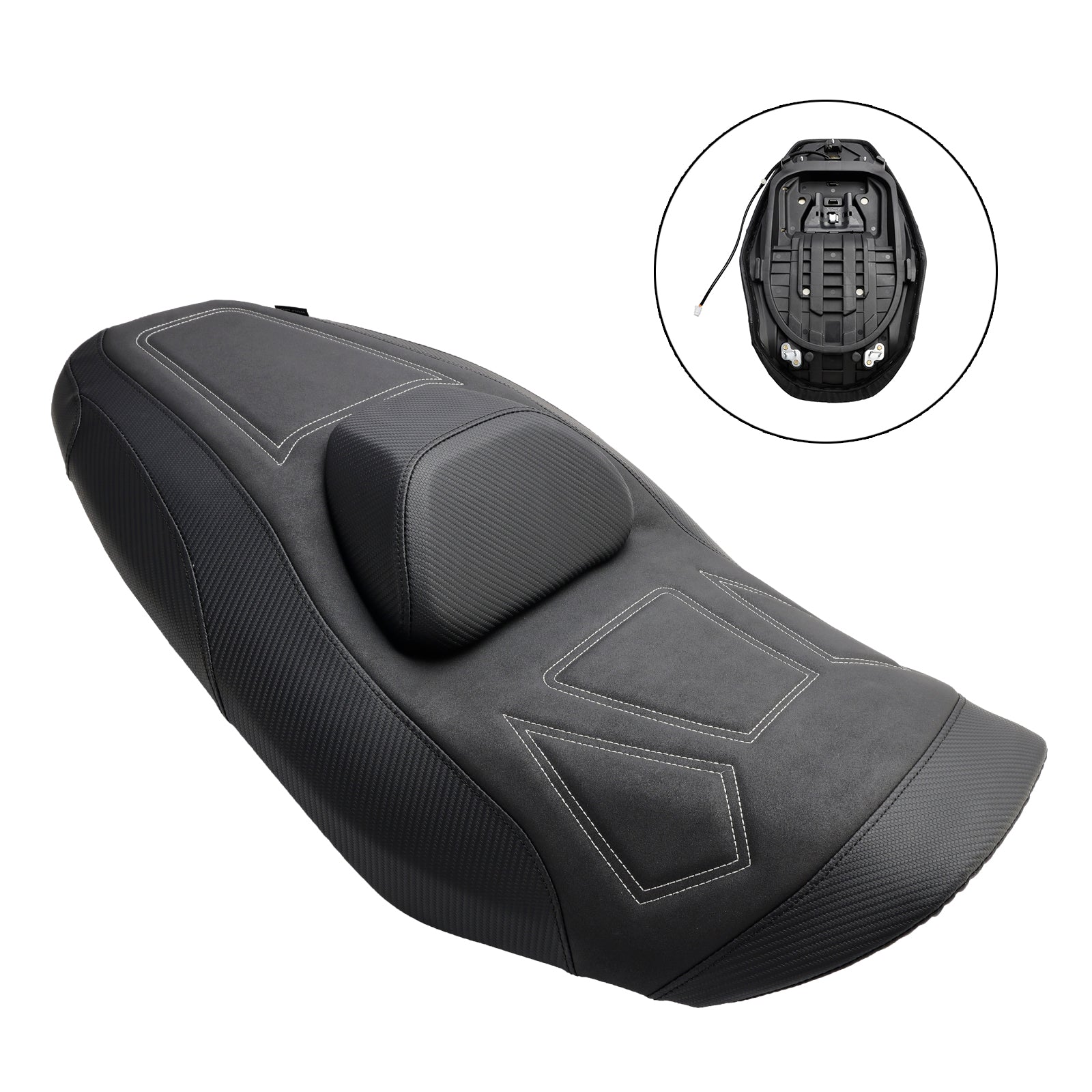 2022-2024 YAMAHA T-MAX VÄRMANDE FRAM BAKTAR PASSENGER SEAT Blue Yellow