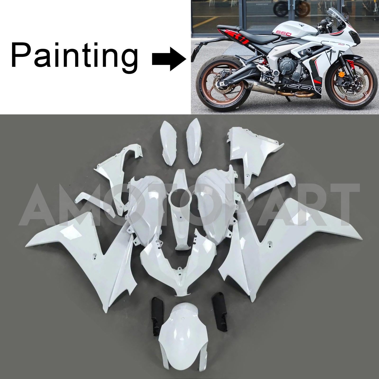 Amotopart 2024-2025 Triumph Daytona 660 Kit de carénage blanc noir rouge
