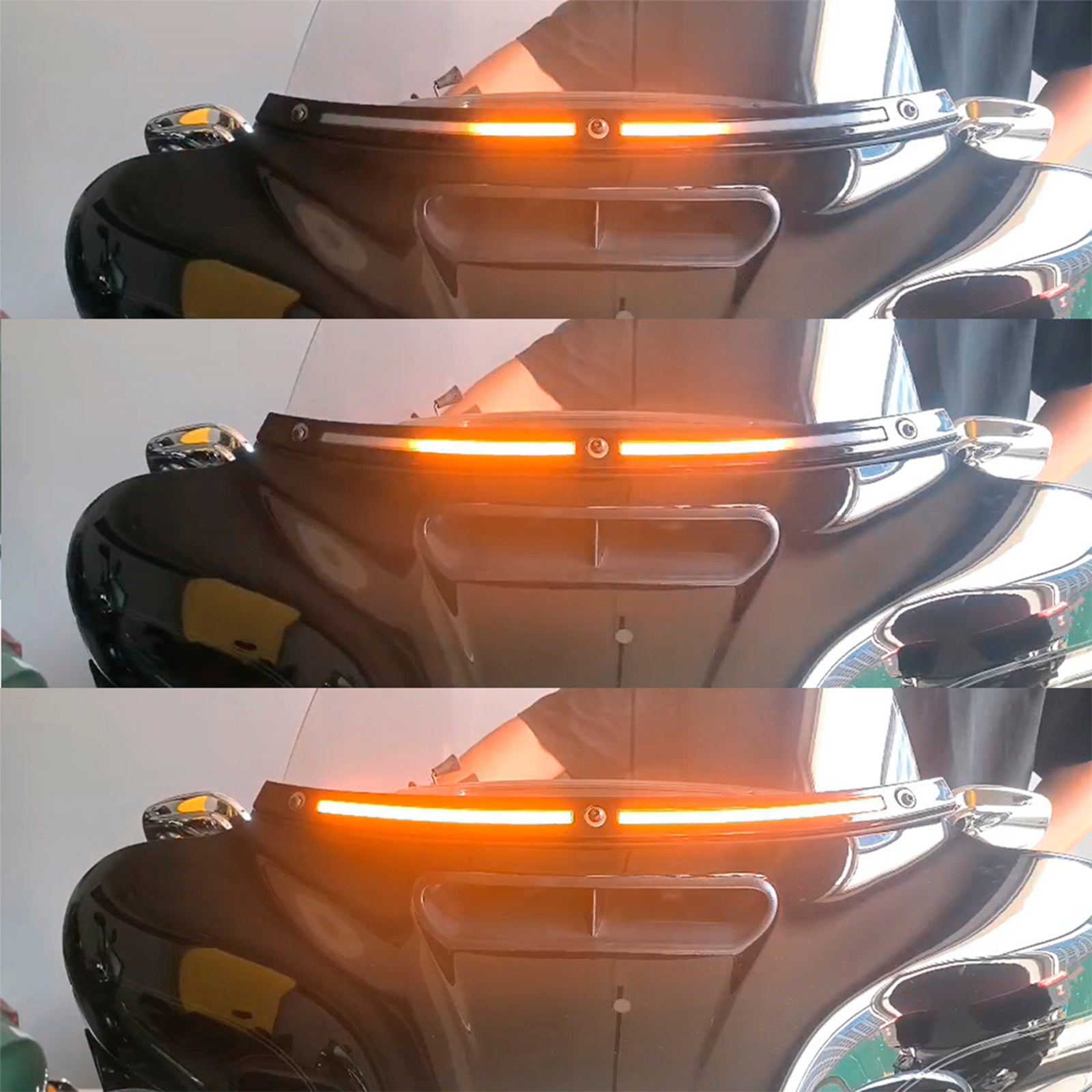 2014+ Touring Electra Glide LED Running Turn Signal Light Windshield Trim